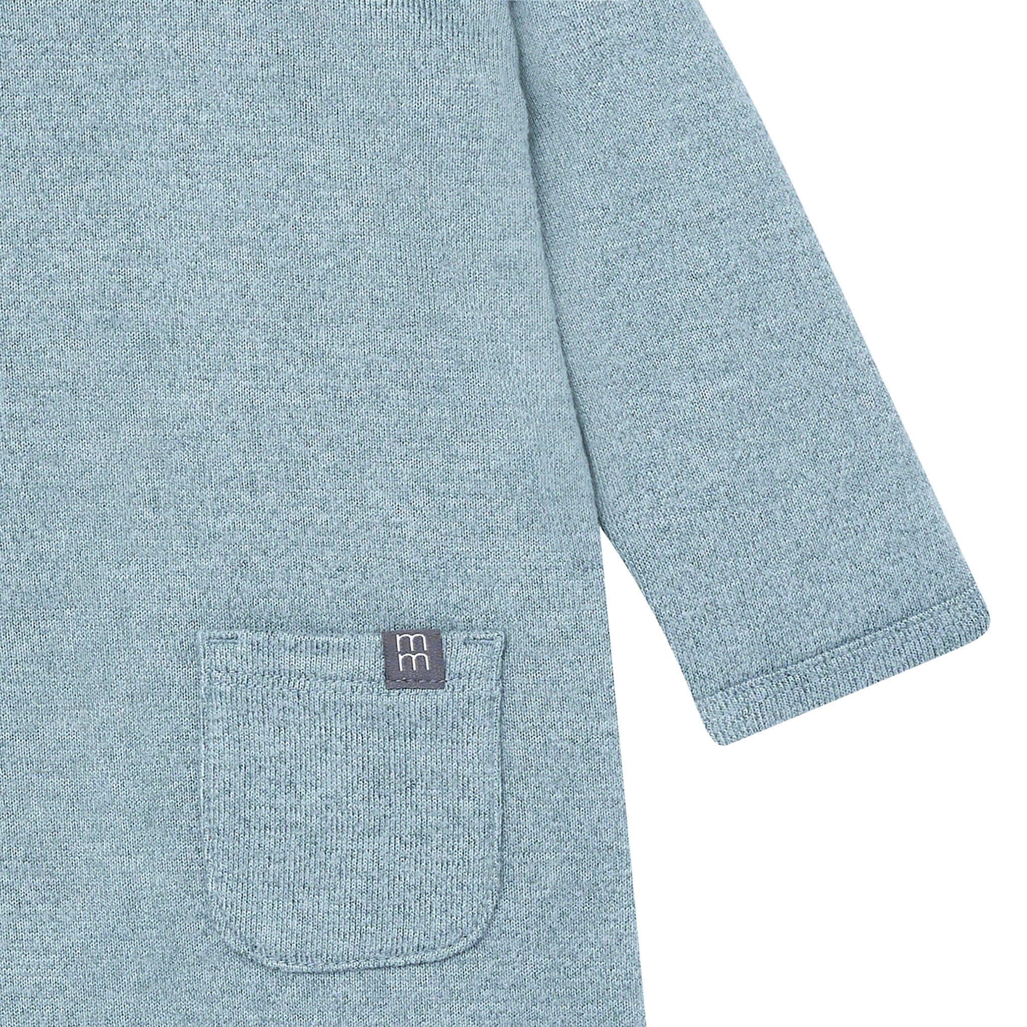 Baby Boys Teal Heather Hacci Long Sleeve Romper - Image 3