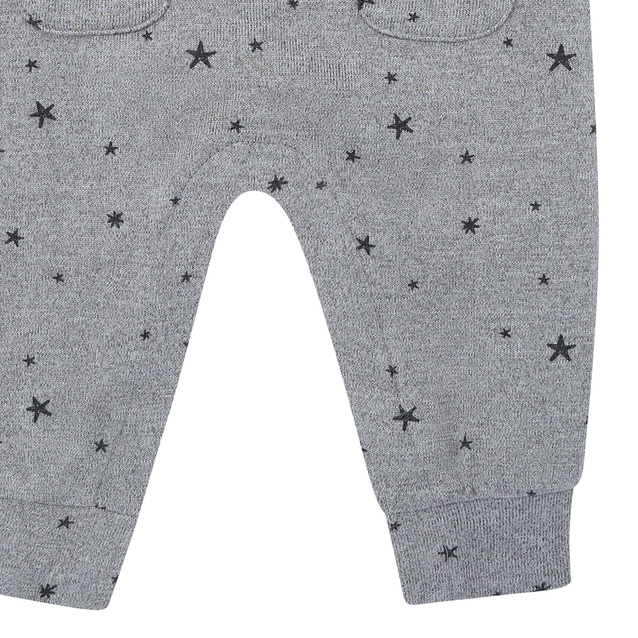 Baby Boys Grey Heather Stars Hacci Long Sleeve Romper - Image 4
