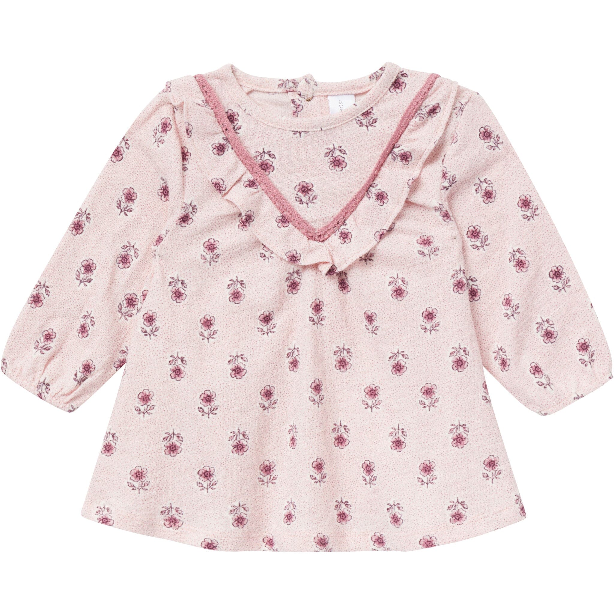 2-Piece Baby Girls Pink Blush Flowers Dress and Tights Set - Image 2
