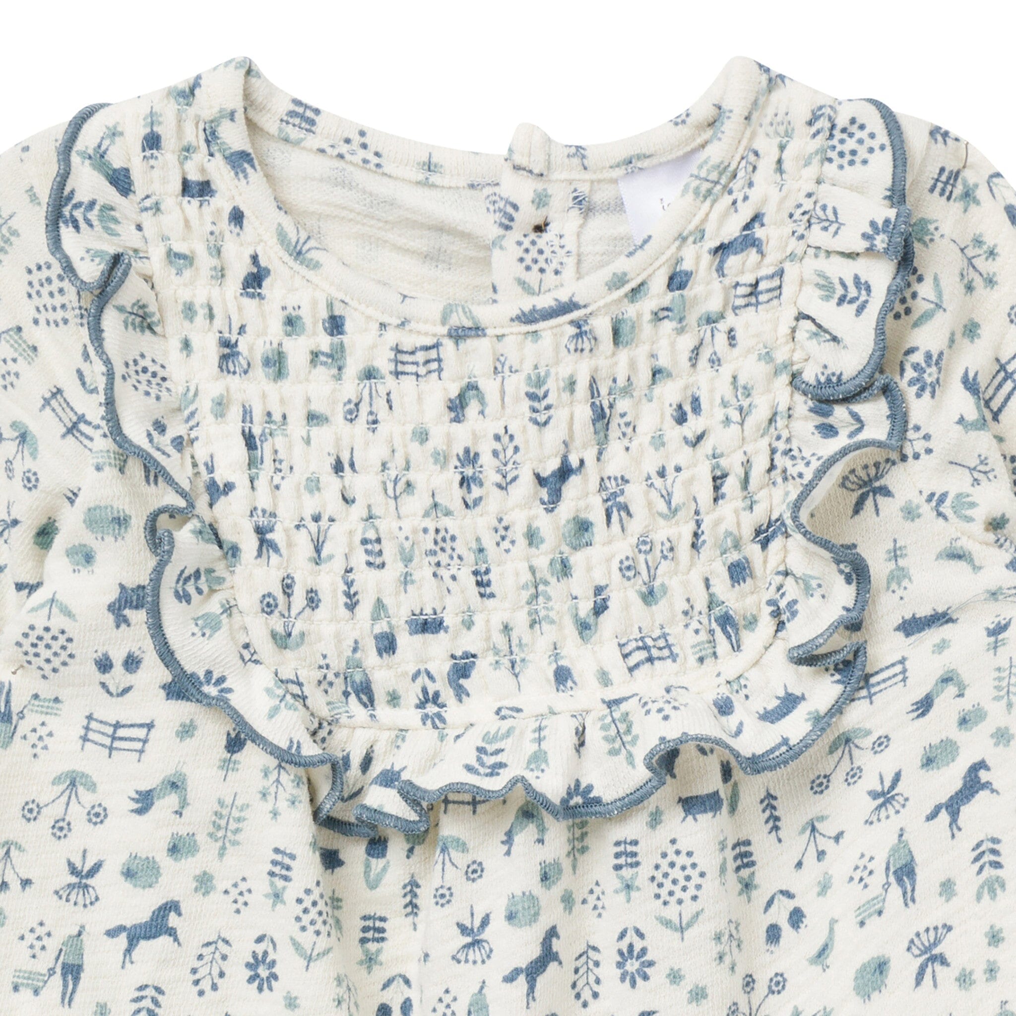 2-Piece Baby Girls Petit Blue Country Dress and Tights Set - Image 3