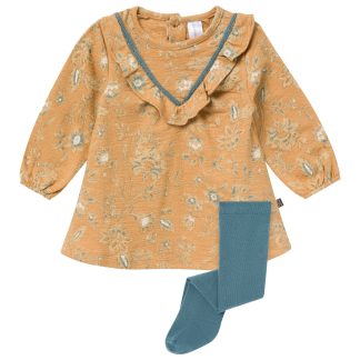 2-Piece Baby Girls Heirloom Floral Dress and Tights Set