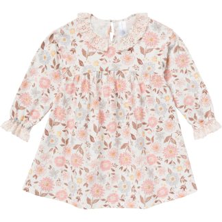 Girls Fall Floral Neck Ruffle Dress