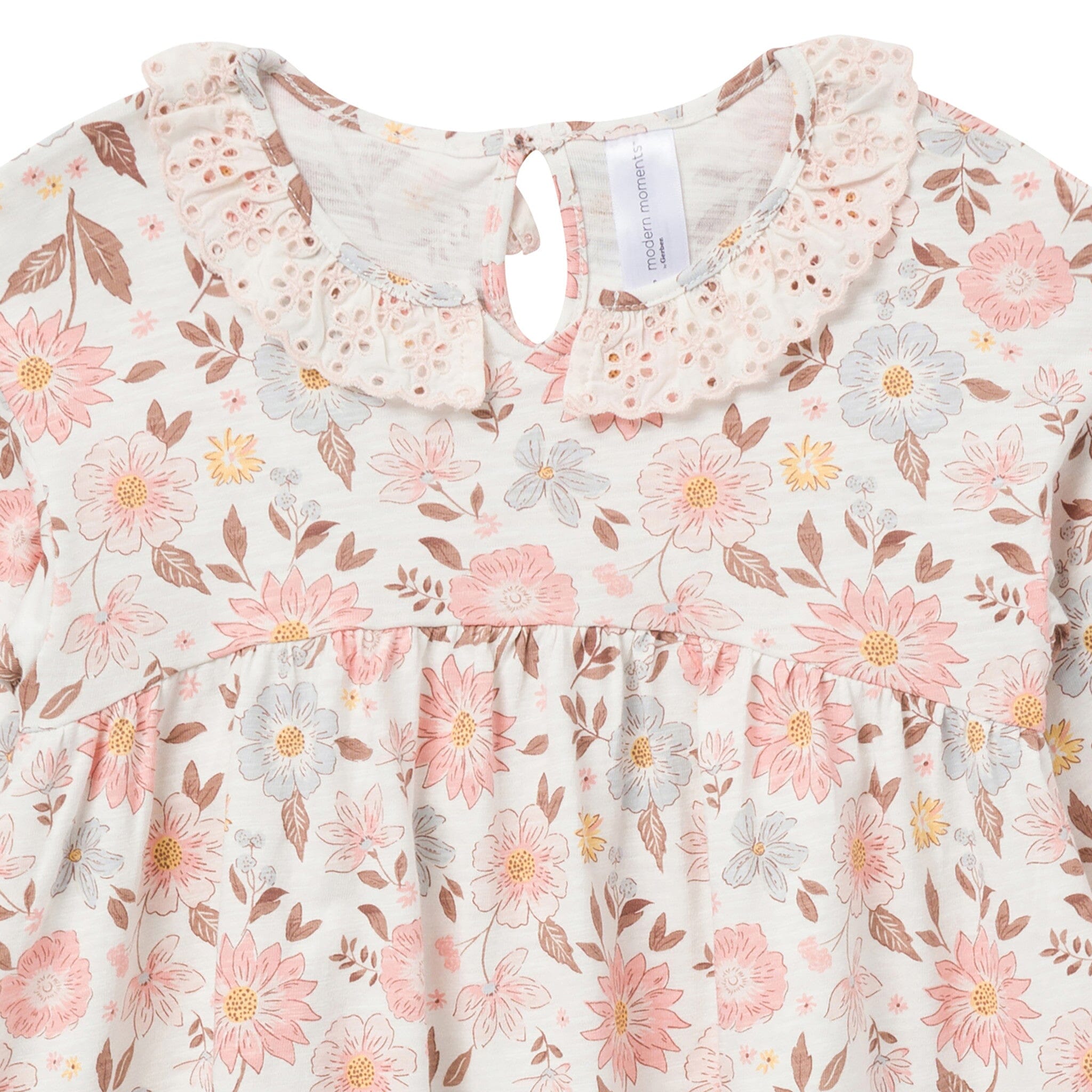 Girls Fall Floral Neck Ruffle Dress - Image 4