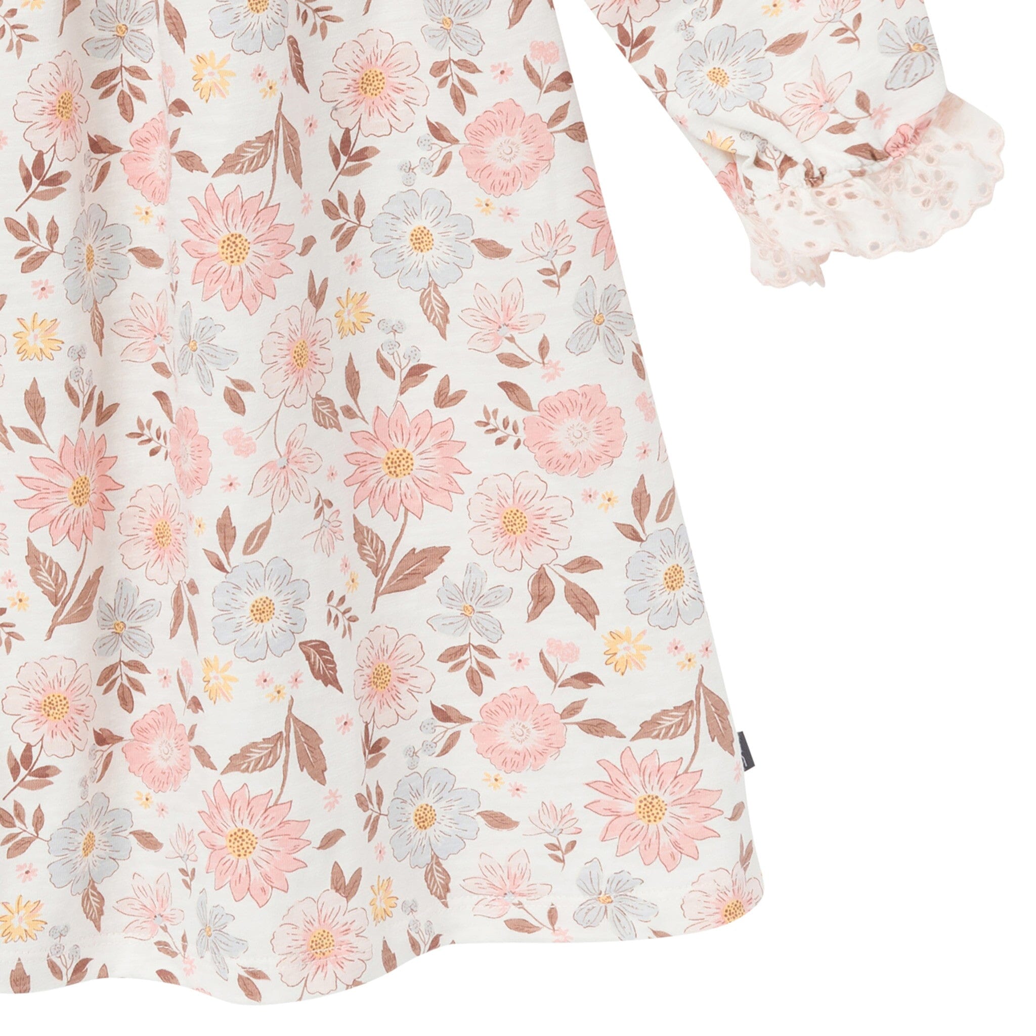 Girls Fall Floral Neck Ruffle Dress - Image 7