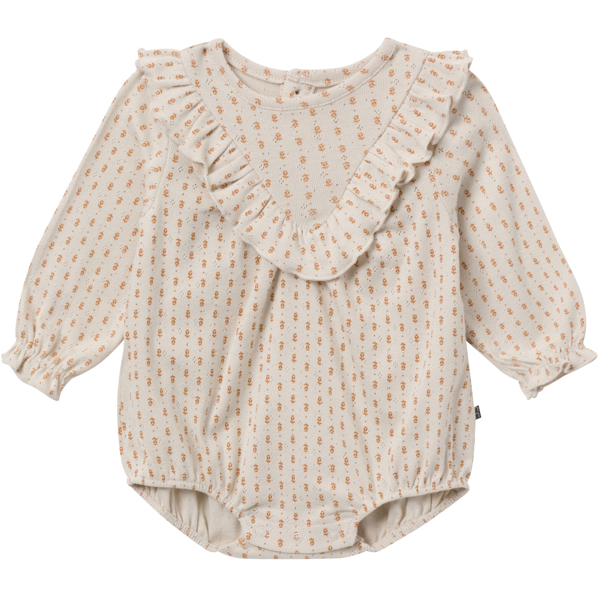 2-Piece Baby Girls Brown Fleur Bubble Romper and Tights - Image 2