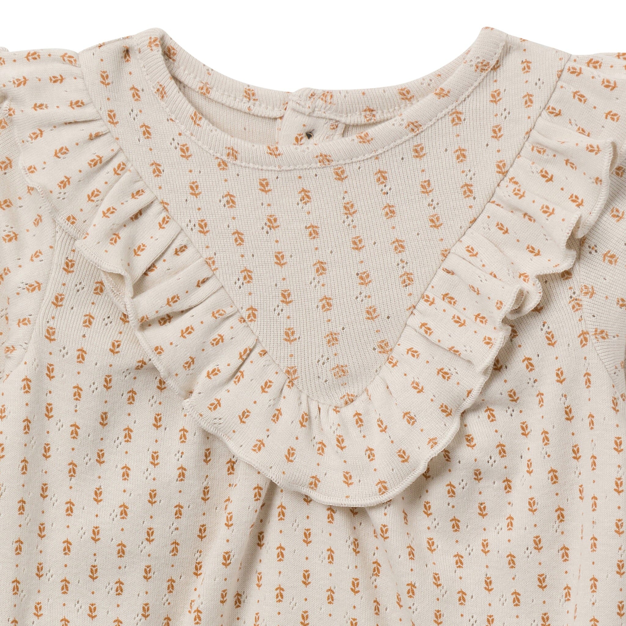 2-Piece Baby Girls Brown Fleur Bubble Romper and Tights - Image 3