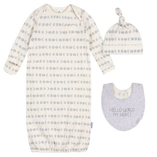 3-Piece Baby Neutral Moons Gown Set
