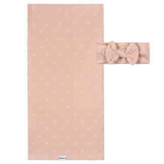 2-Piece Baby Girls Polka Dots Swaddle and Headband Set