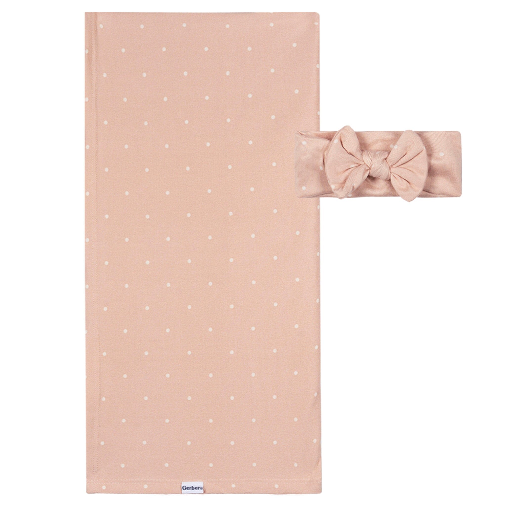 2-Piece Baby Girls Polka Dots Swaddle and Headband Set