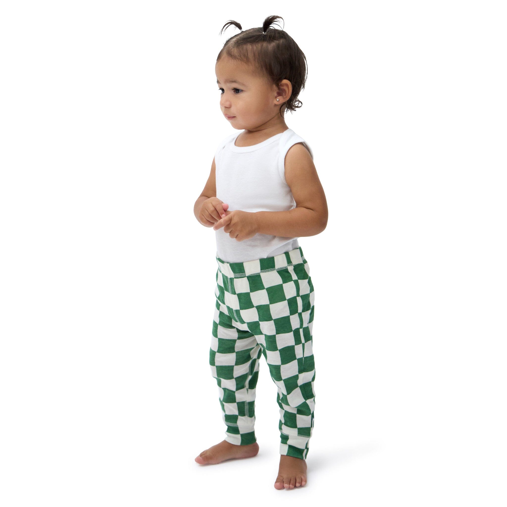 3-Pack Baby Neutral Green Checkers Active Pants - Image 2