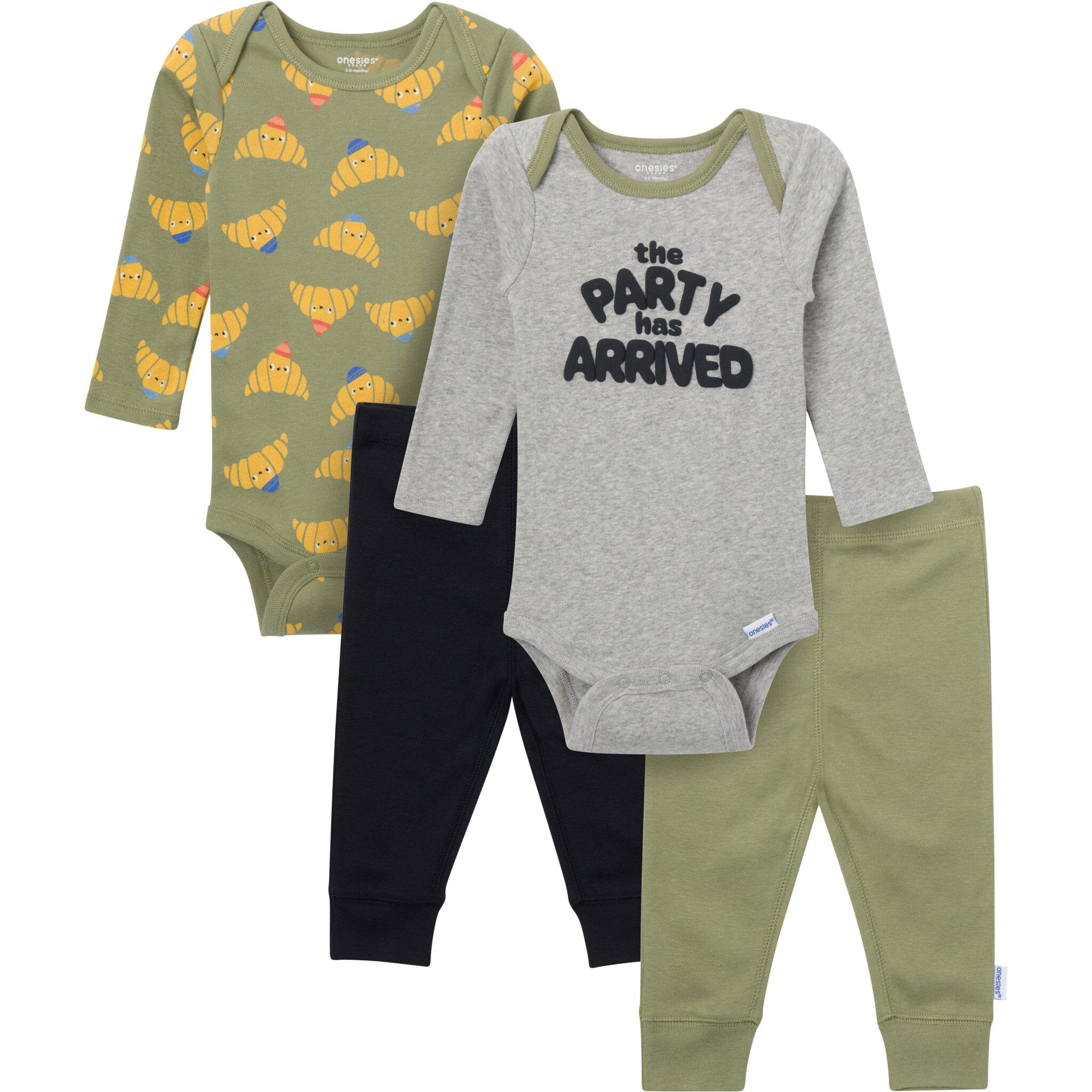 4-Piece Baby Boys Party Croissant Onesies® Bodysuits and Pants