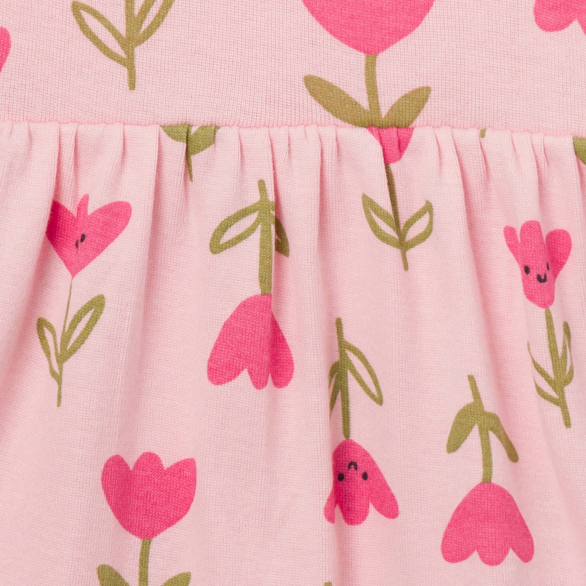 Baby Girls Pink Tulips Bodysuit Dress - Image 5