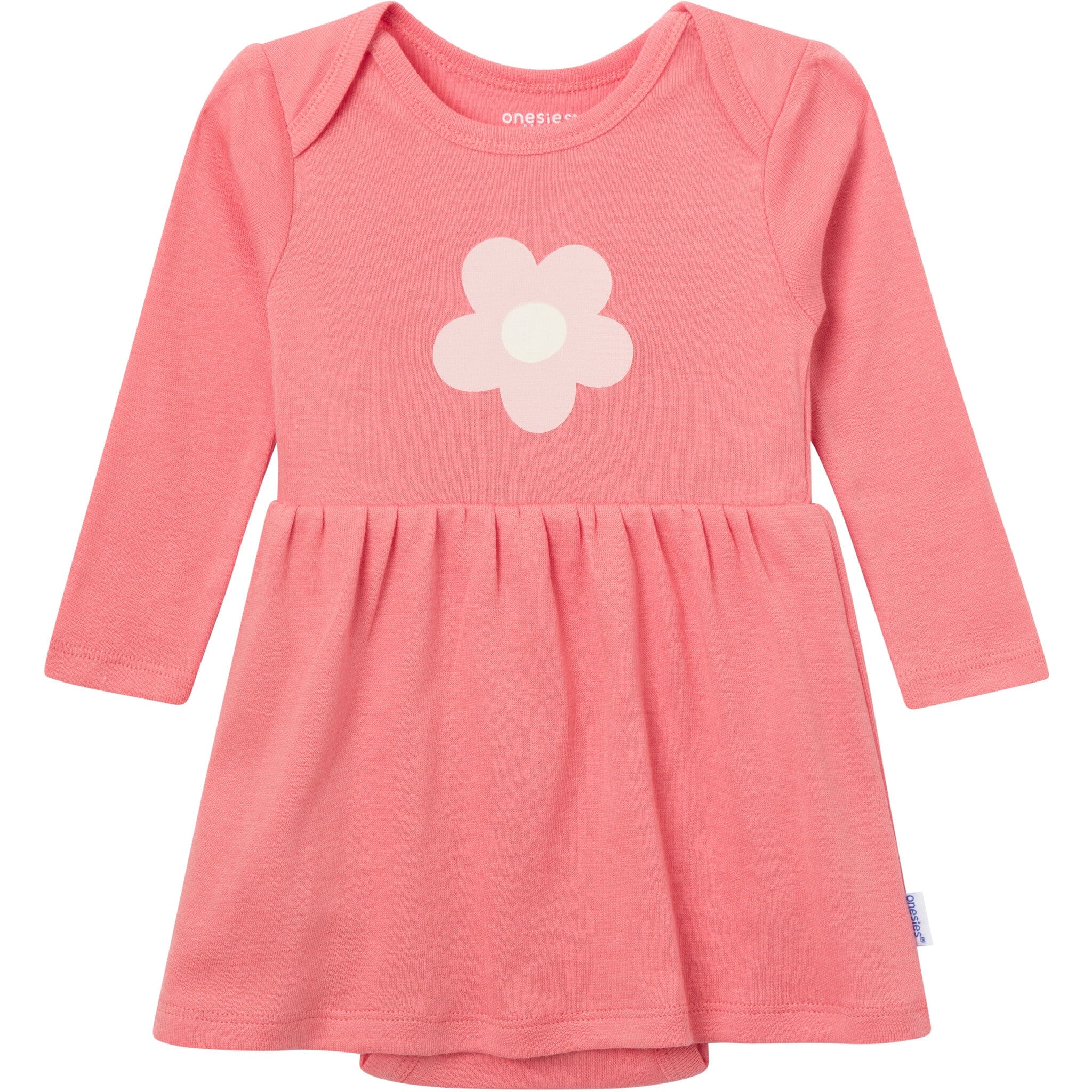 Baby Girls Pink Flower Bodysuit Dress - Image 2
