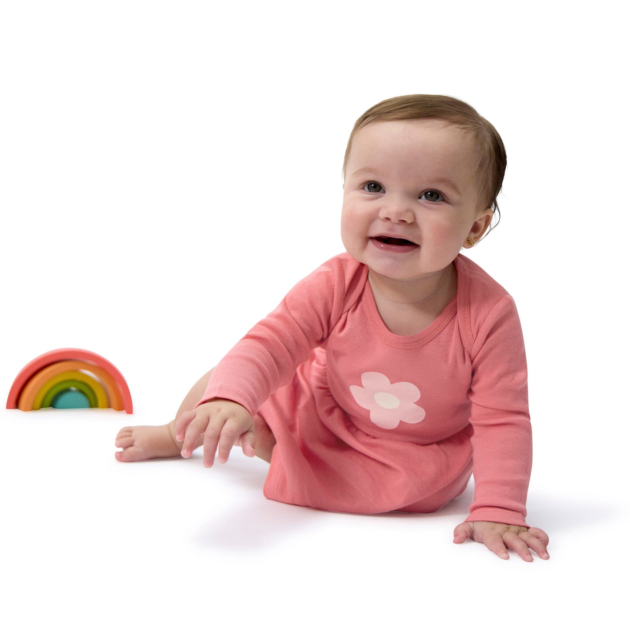 Baby Girls Pink Flower Bodysuit Dress - Image 4