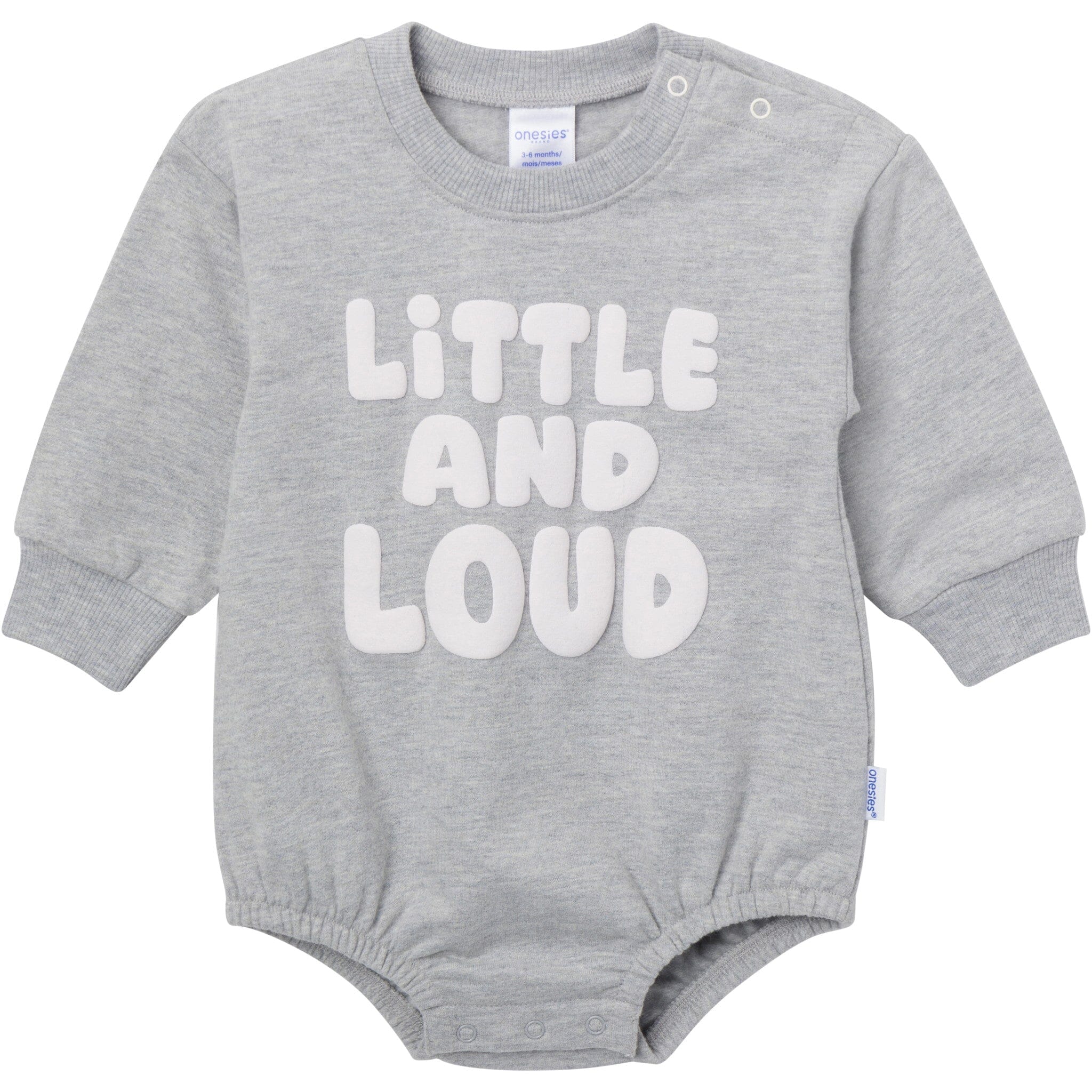 Baby Neutral Little and Loud Sweatshirt Bubble Romper