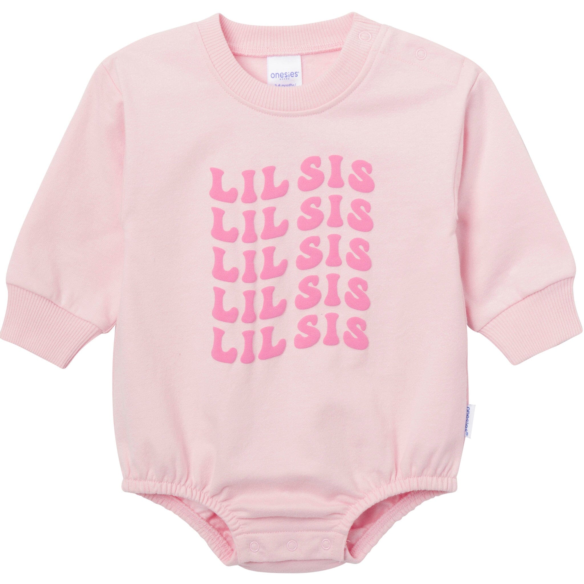 Baby Girls Lil' Sis Sweatshirt Bubble Romper