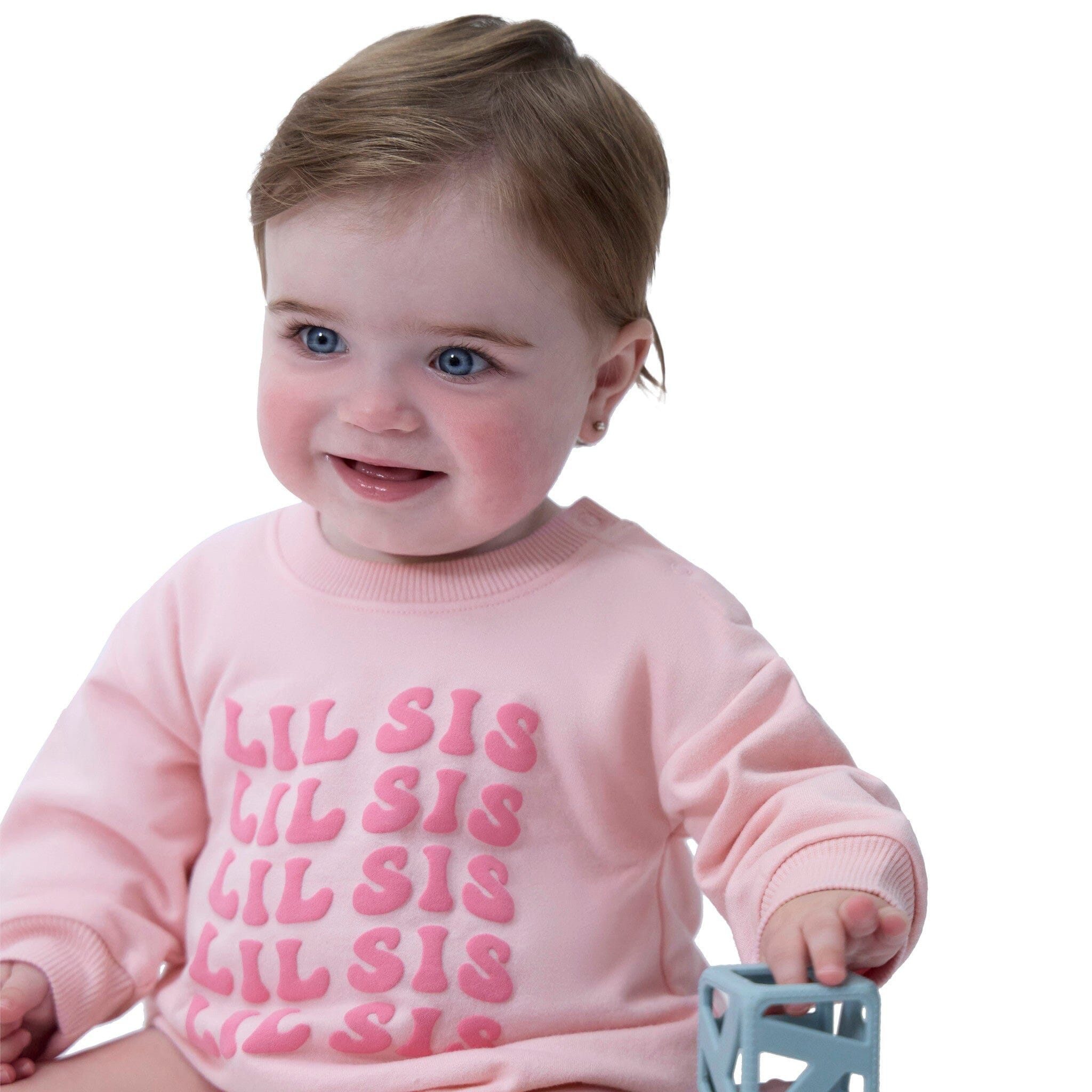 Baby Girls Lil' Sis Sweatshirt Bubble Romper - Image 4