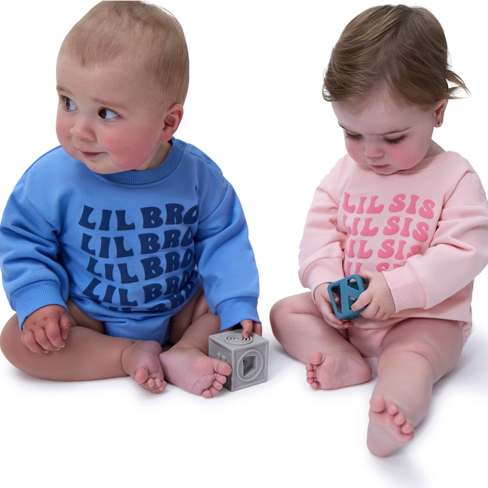 Baby Girls Lil' Sis Sweatshirt Bubble Romper - Image 5