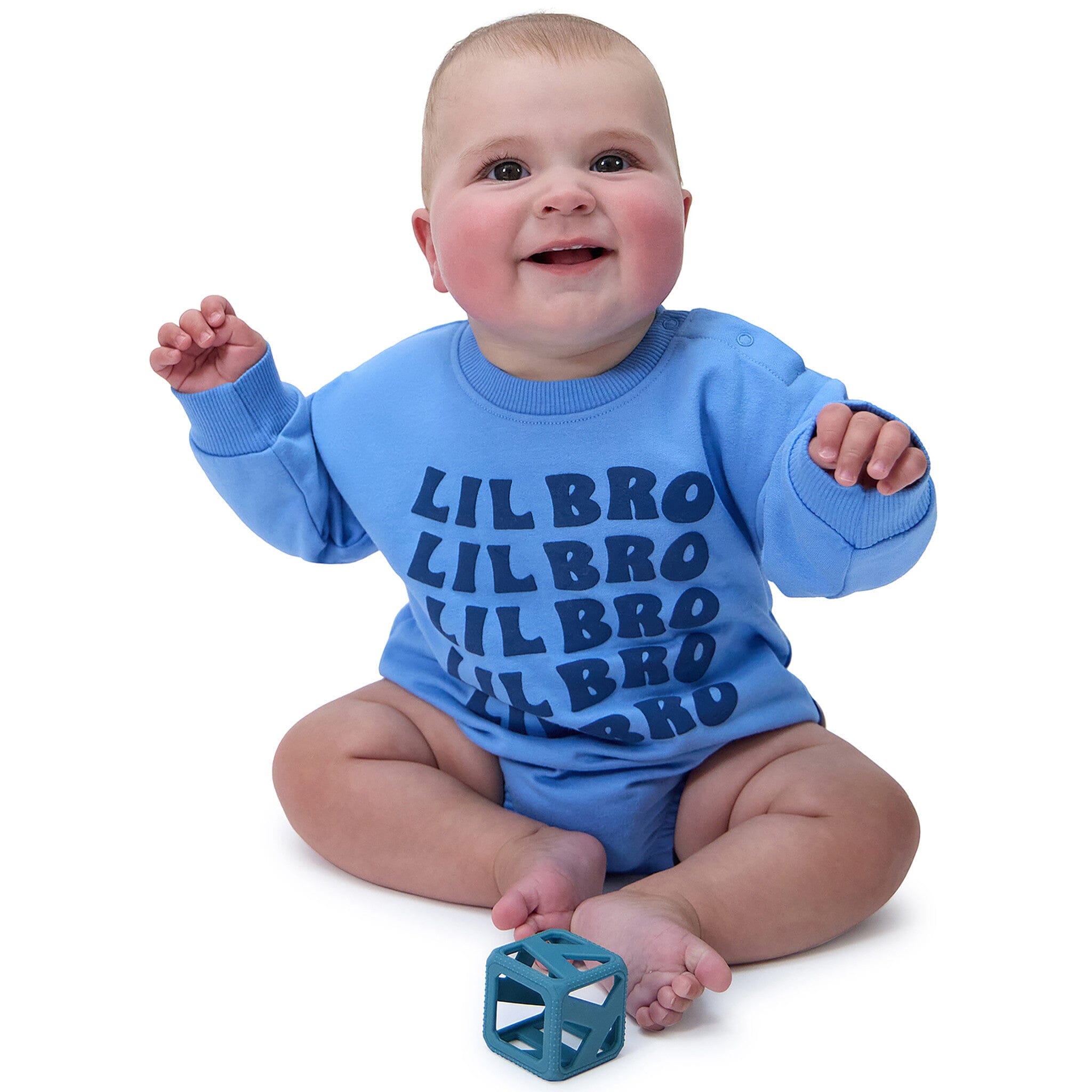 Baby Boys Lil' Bro Sweatshirt Bubble Romper - Image 3
