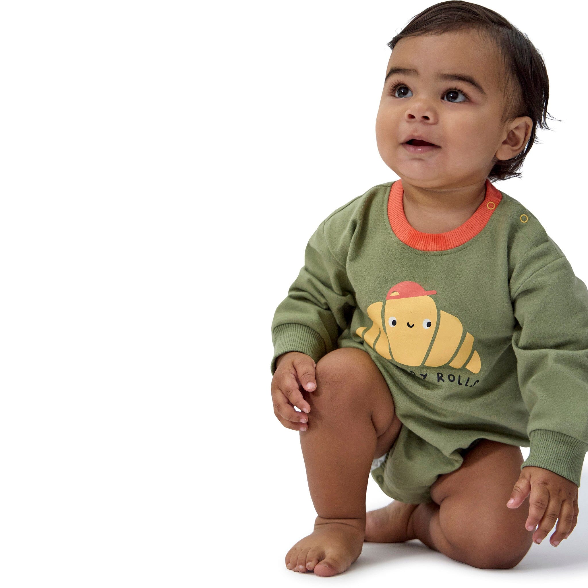 Baby Boys Legendary Rolls Sweatshirt Bubble Romper - Image 3