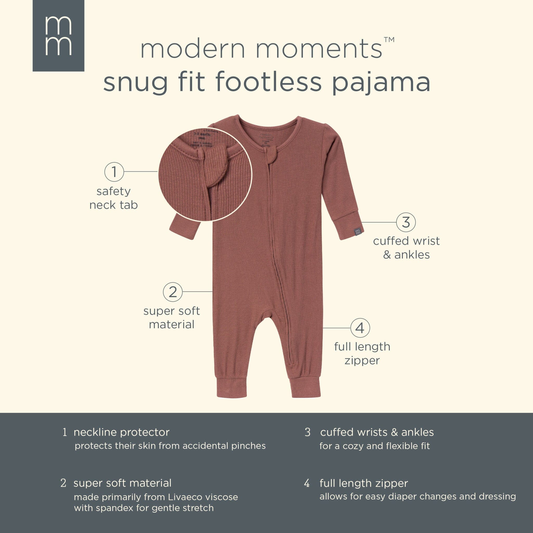 2-Pack Baby & Toddler Neutral Ivory Cactus Viscose Snug Fit Footless Pajamas - Image 7