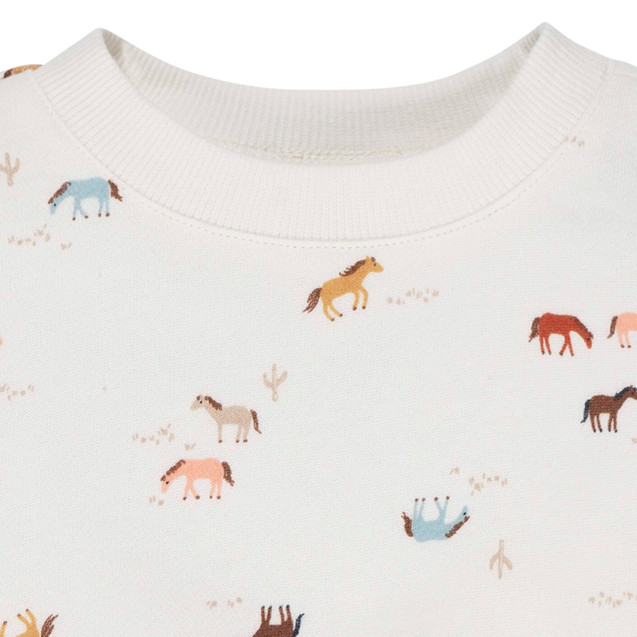 2-Piece Baby & Toddler Girls Colorful Horses Sweatshirt & Pant Set - Image 4