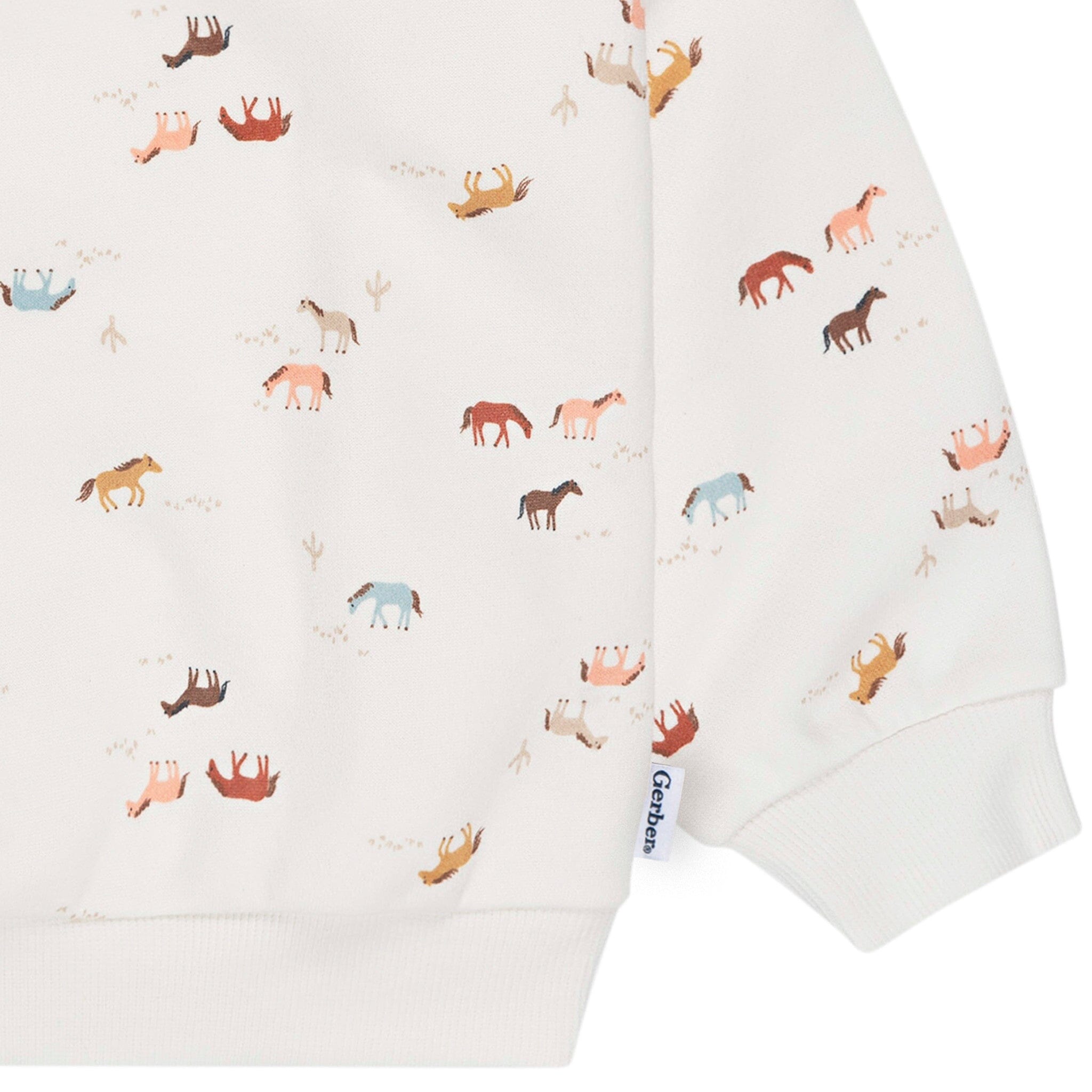 2-Piece Baby & Toddler Girls Colorful Horses Sweatshirt & Pant Set - Image 5