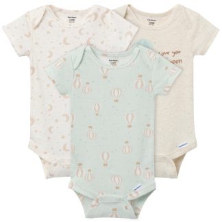 3-Pack Baby Neutral Hot Air Balloon Short Sleeve Onesies® Bodysuits
