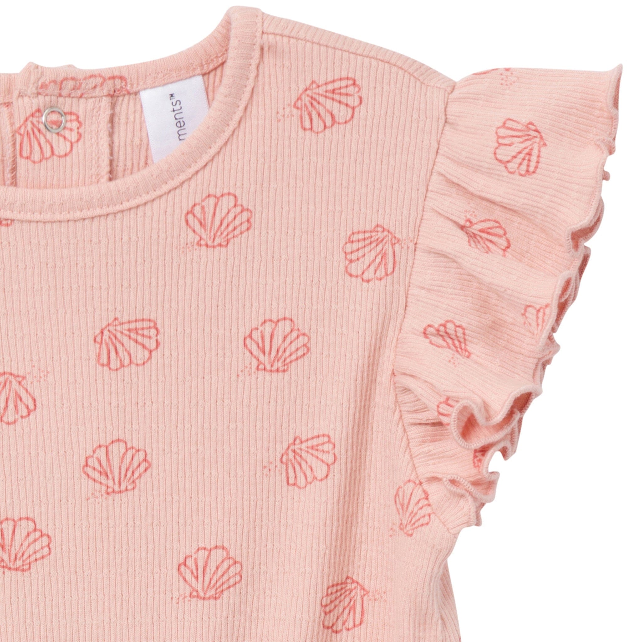 Infant & Toddler Girls Rose Seashells Flutter Sleeve Romper - Image 3