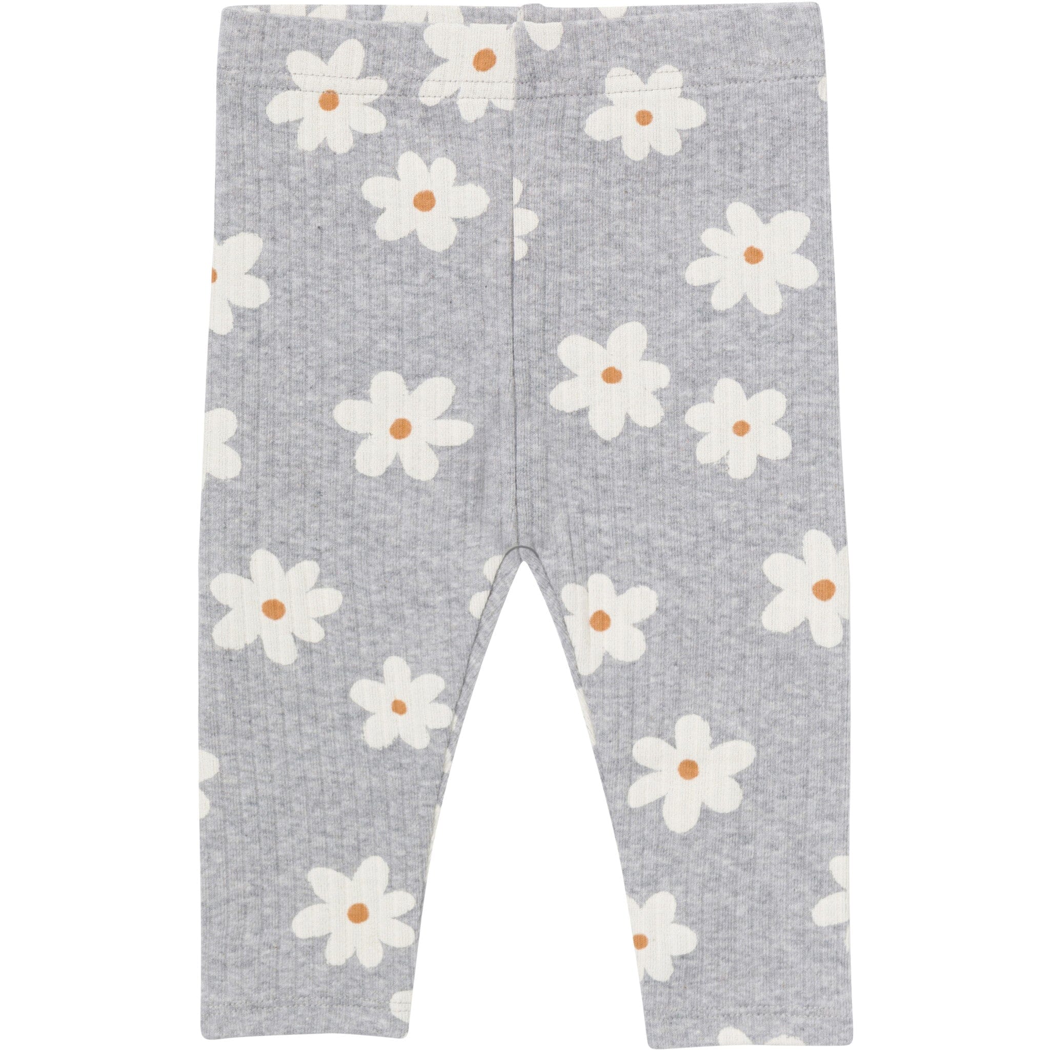 3-Pack Baby & Toddler Girls Gray Flowers, Cream and Black Ribbed Leggings - Image 2