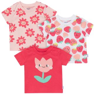 3-Pack Baby Girls Strawberries Tshirt