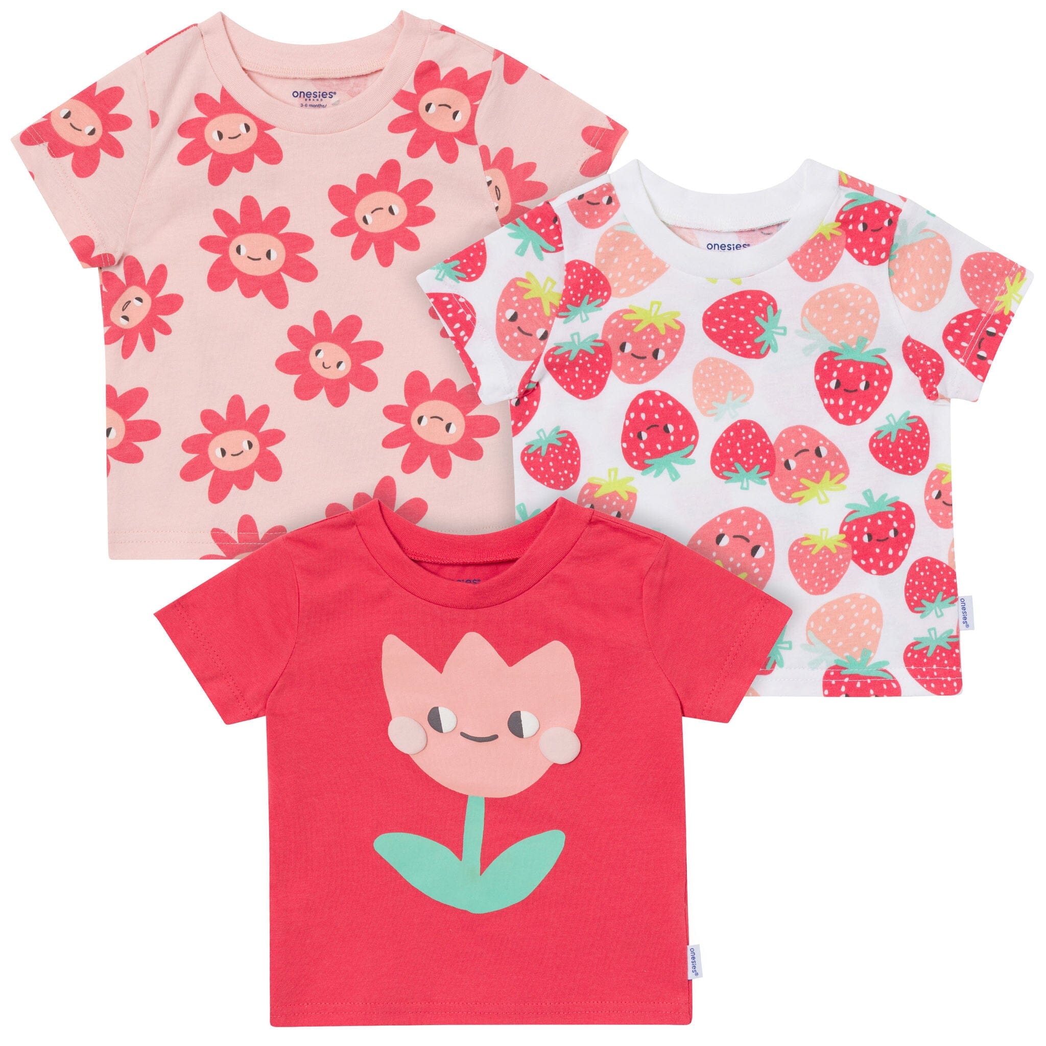 3-Pack Baby Girls Strawberries Tshirt