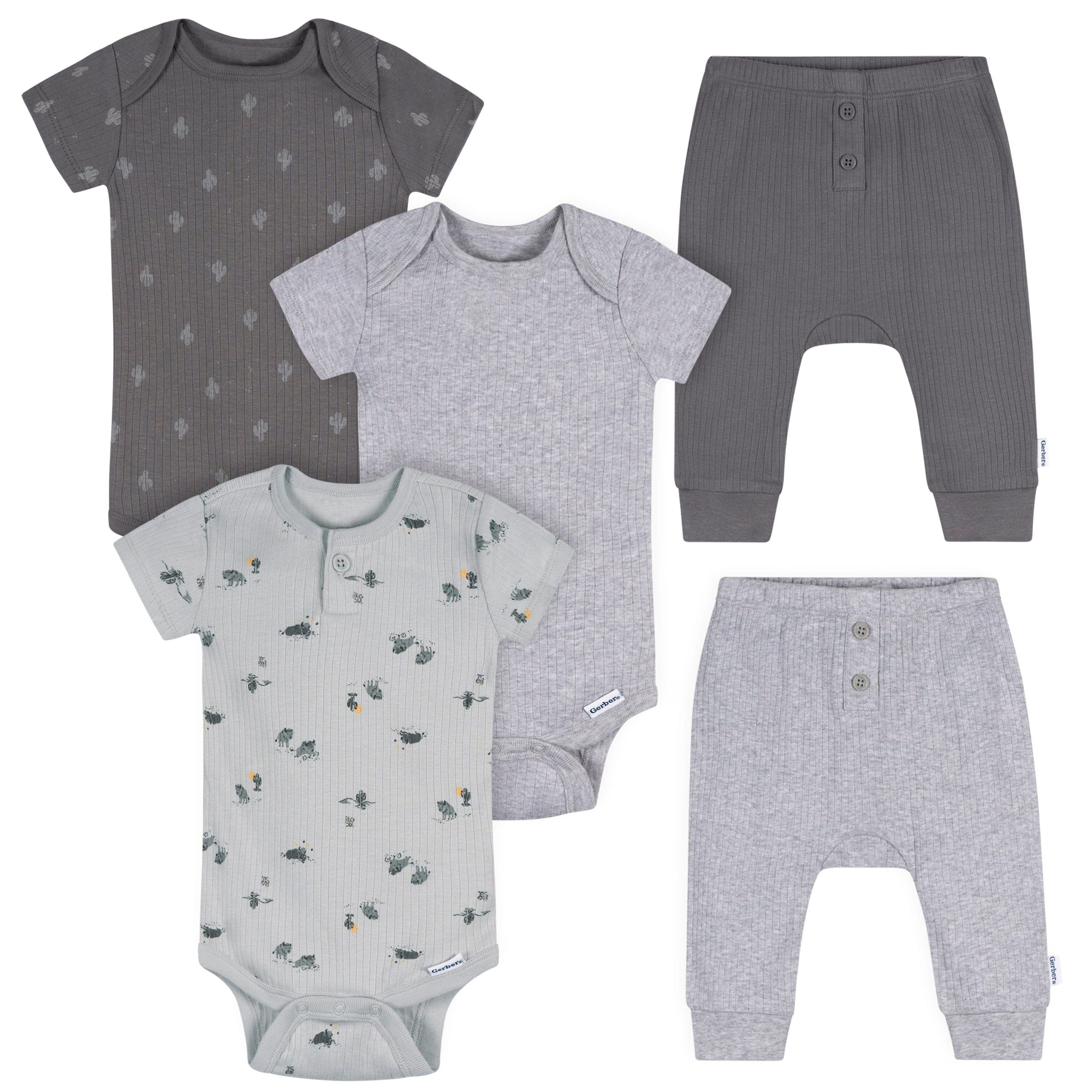 5-Piece Baby Boys Wild Buffalo Trail Bodysuits & Pants Set