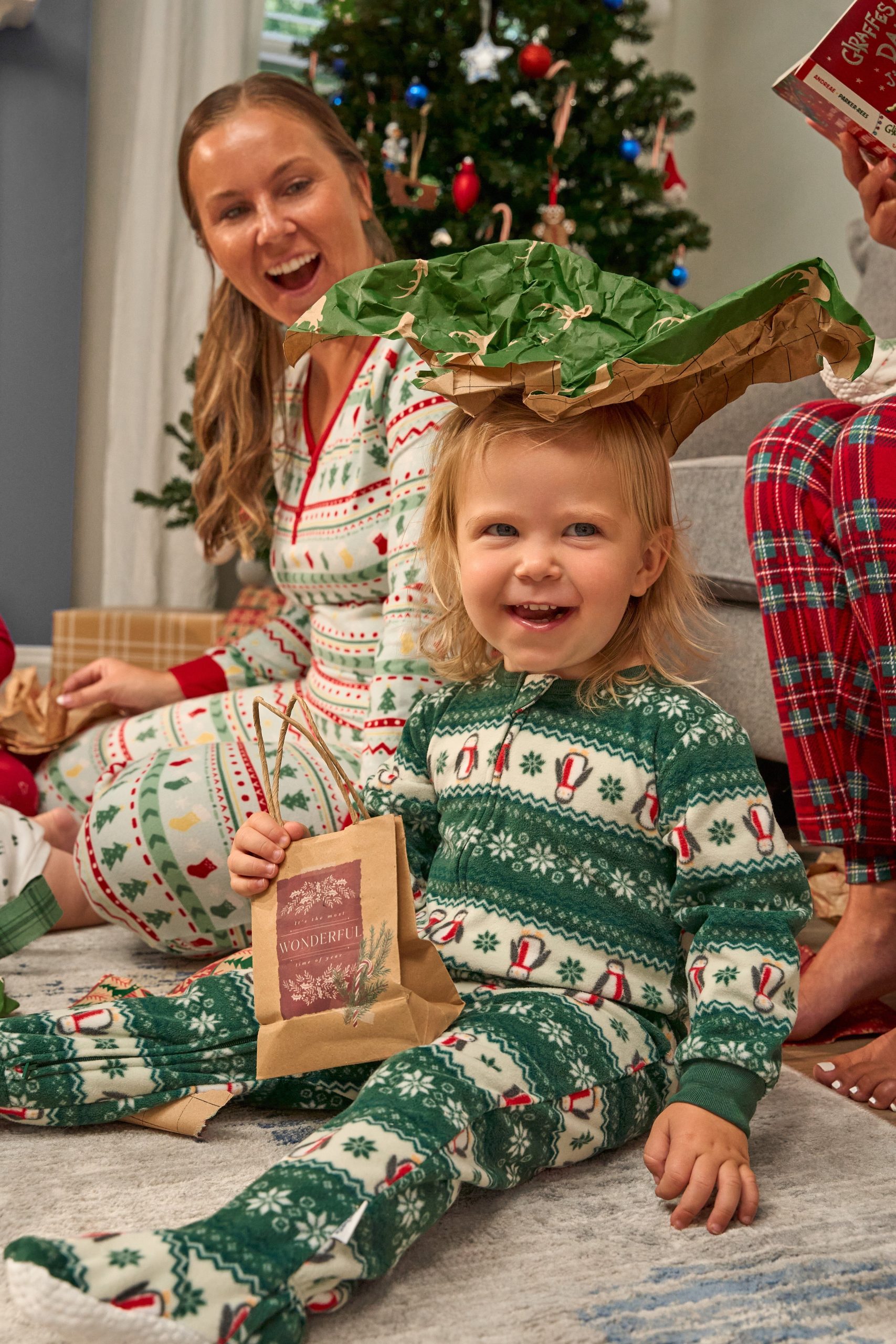 Baby & Toddler Neutral Green Fair Isle Footed Fleece Pajamas - Image 2