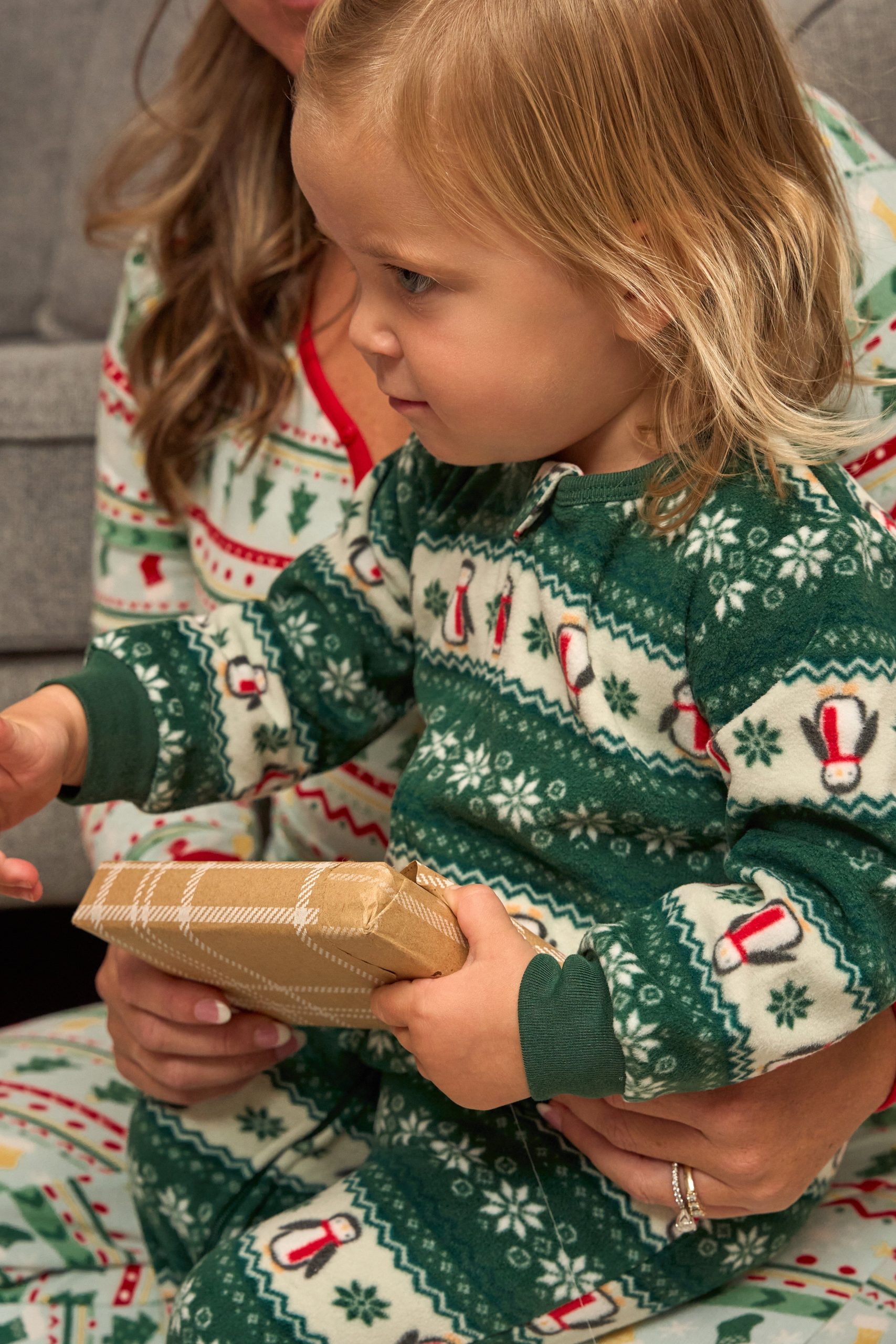 Baby & Toddler Neutral Green Fair Isle Footed Fleece Pajamas - Image 3