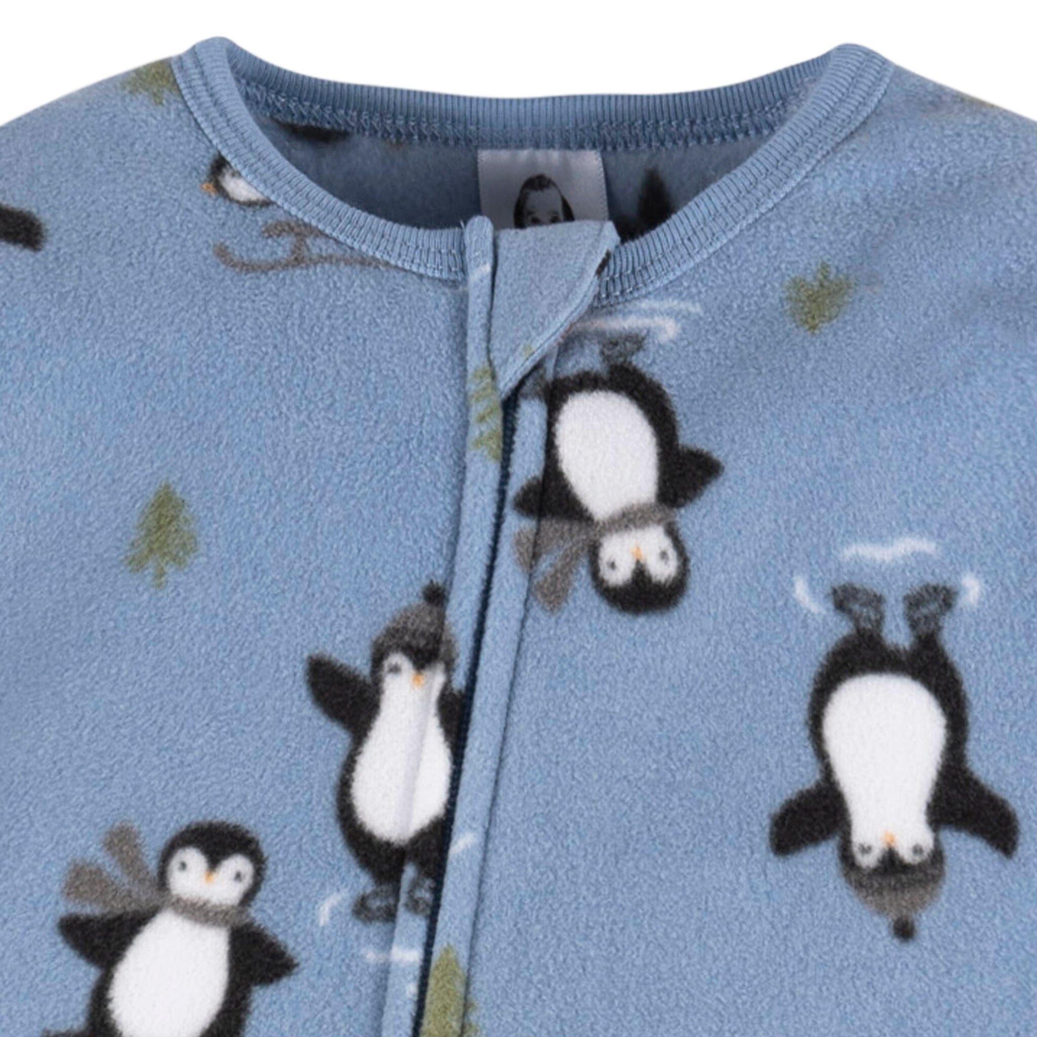 Baby & Toddler Boys Blue Penguins Footed Fleece Pajamas - Image 2