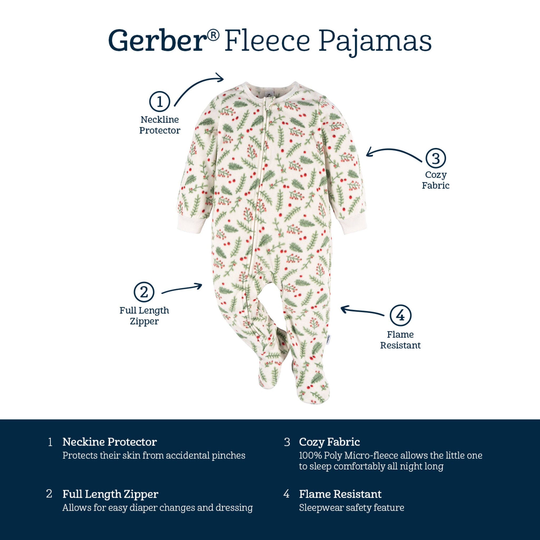 Baby & Toddler Neutral Mistletoe Footed Fleece Pajamas - Image 8