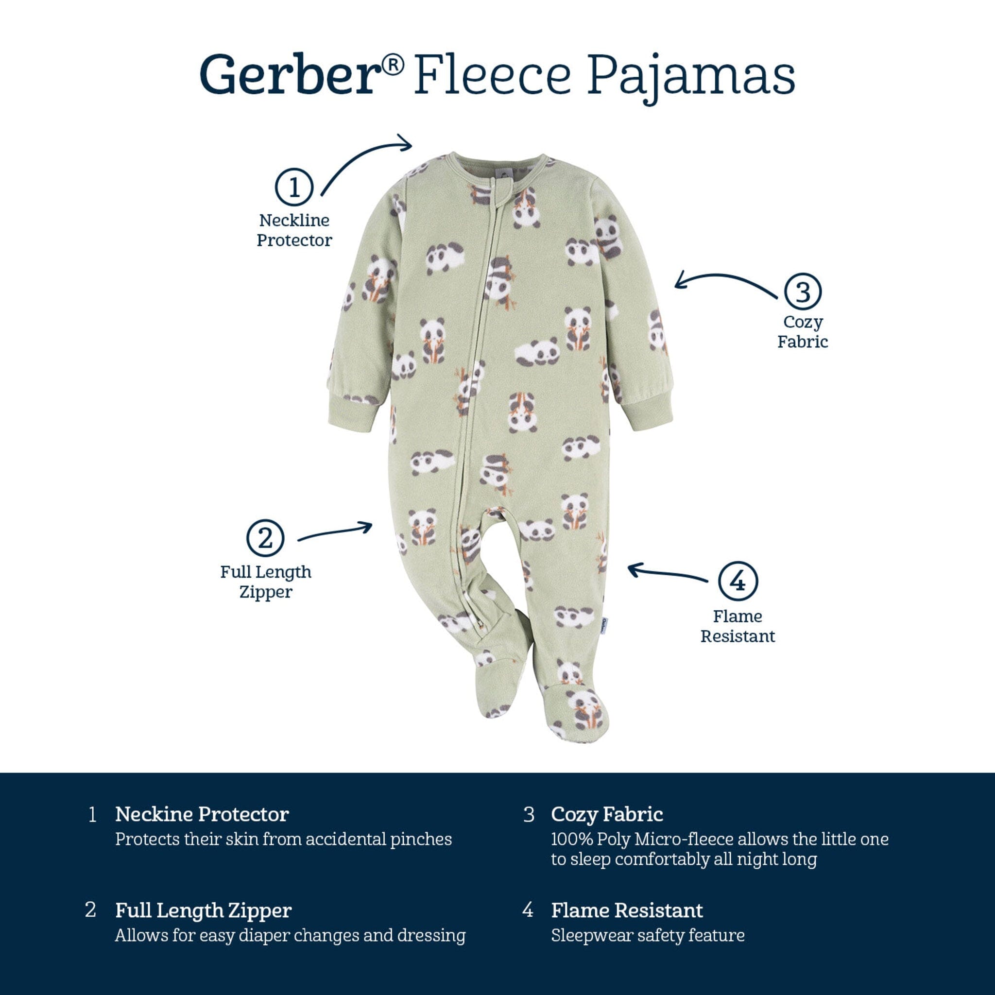 Baby & Toddler Neutral Pandas Footed Fleece Pajamas - Image 6