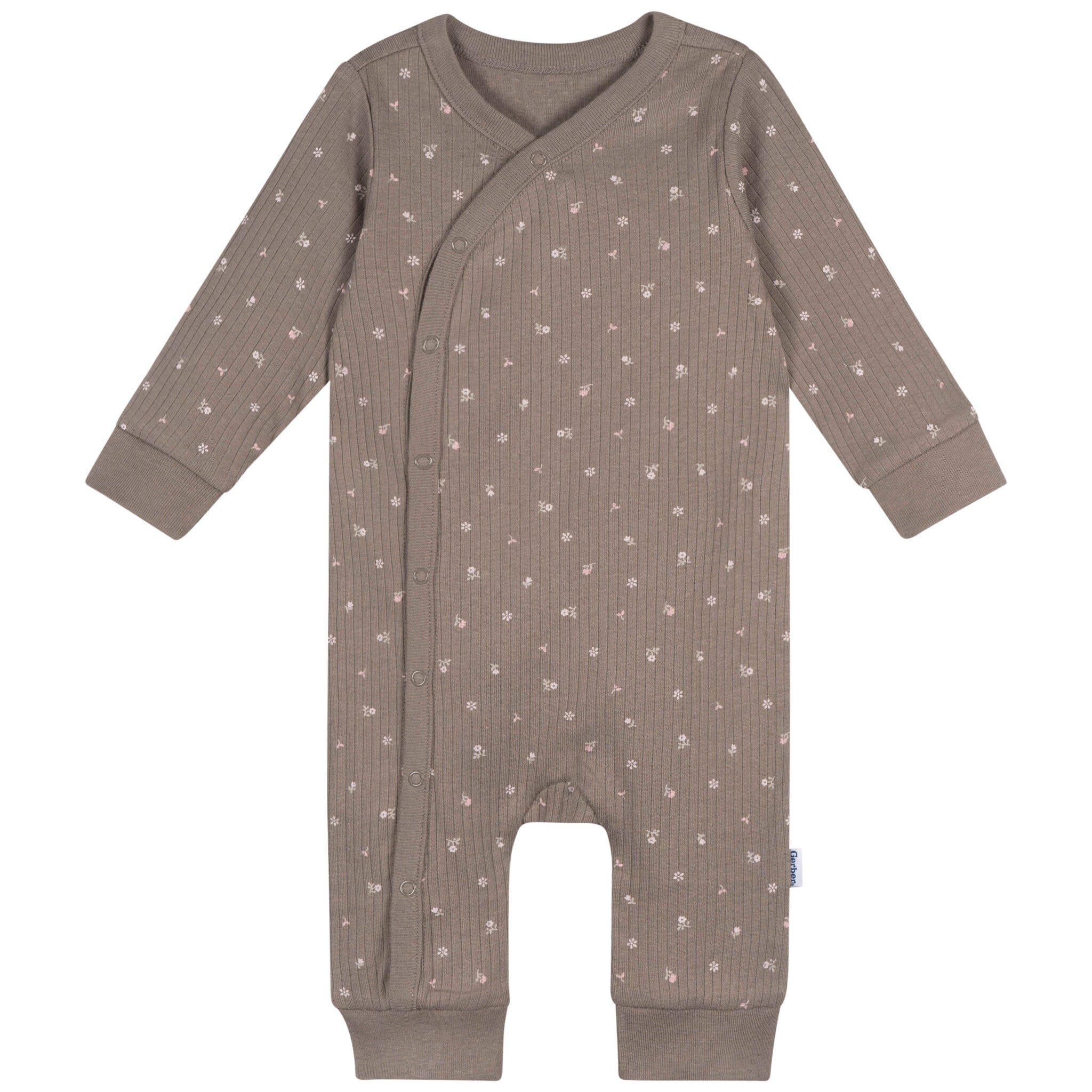 Baby Girls Brown Flowers Footless Pajamas