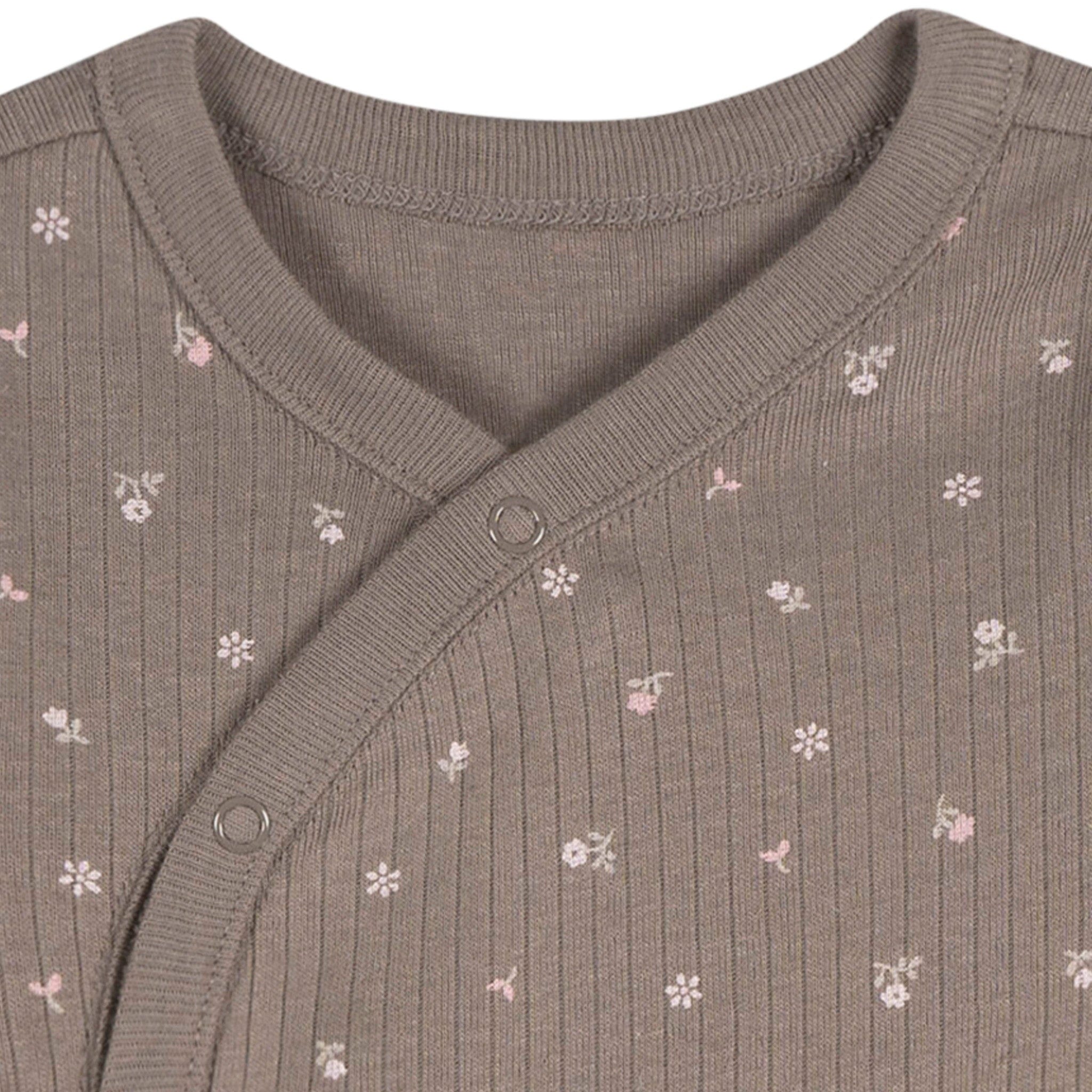 Baby Girls Brown Flowers Footless Pajamas - Image 5
