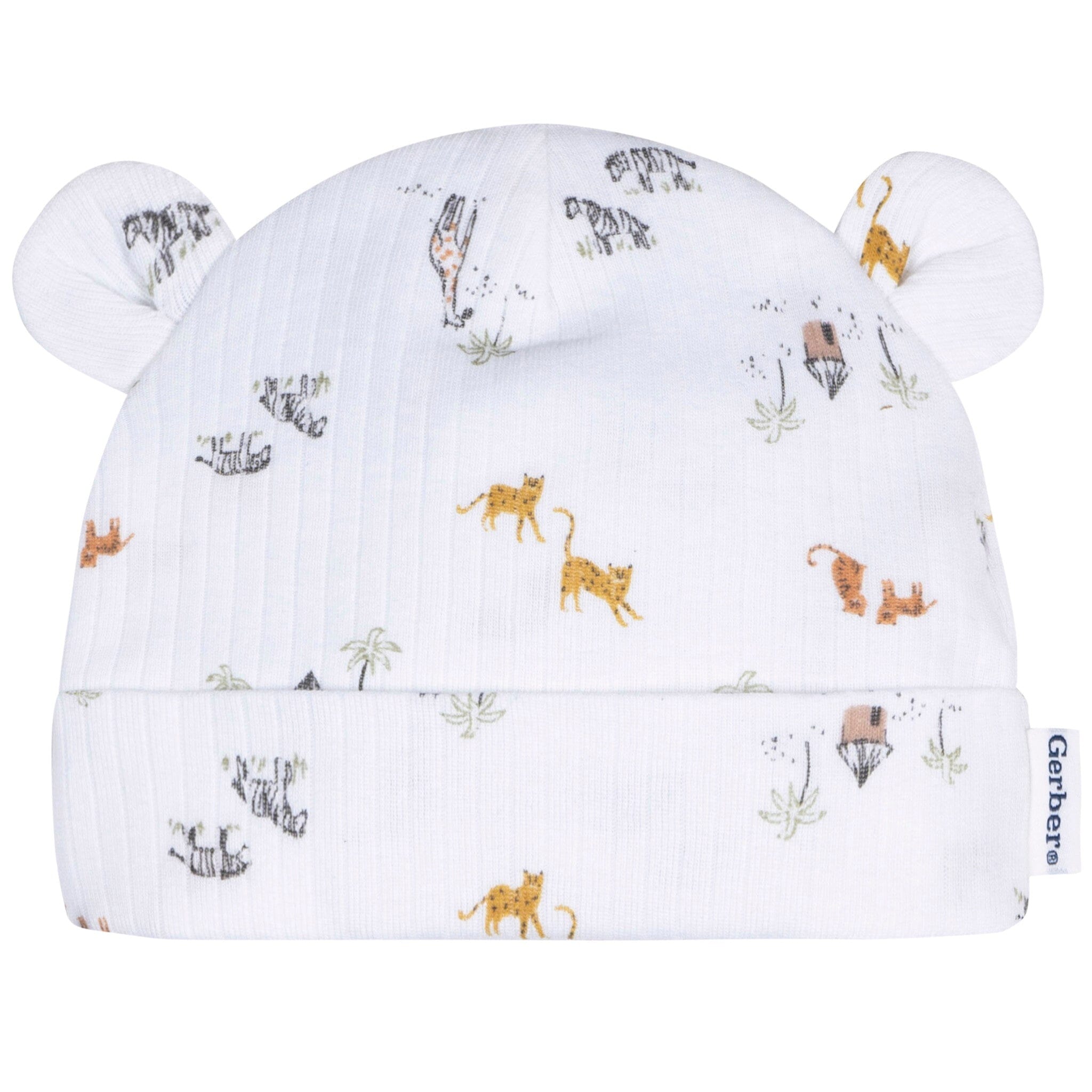 4-Piece Baby Neutral Safari Cap and Mitten Set - Image 2