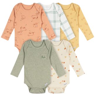 5-Pack Baby Neutral Fall Feels Long Sleeve Bodysuits