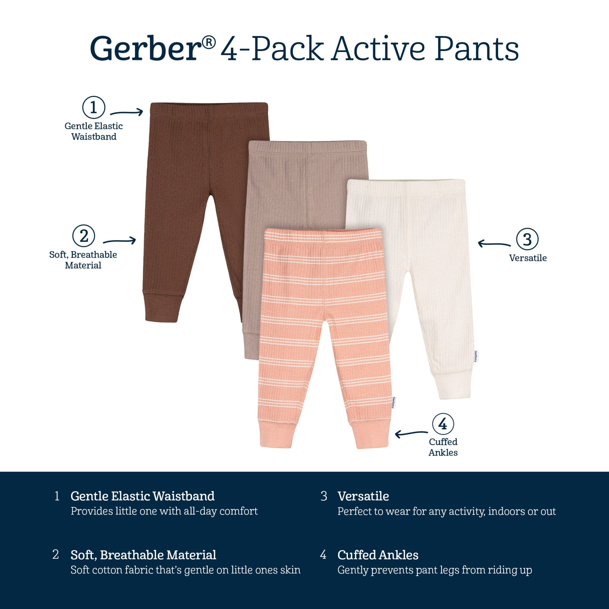 4-Pack Baby Girls Vanilla Active Pants - Image 6