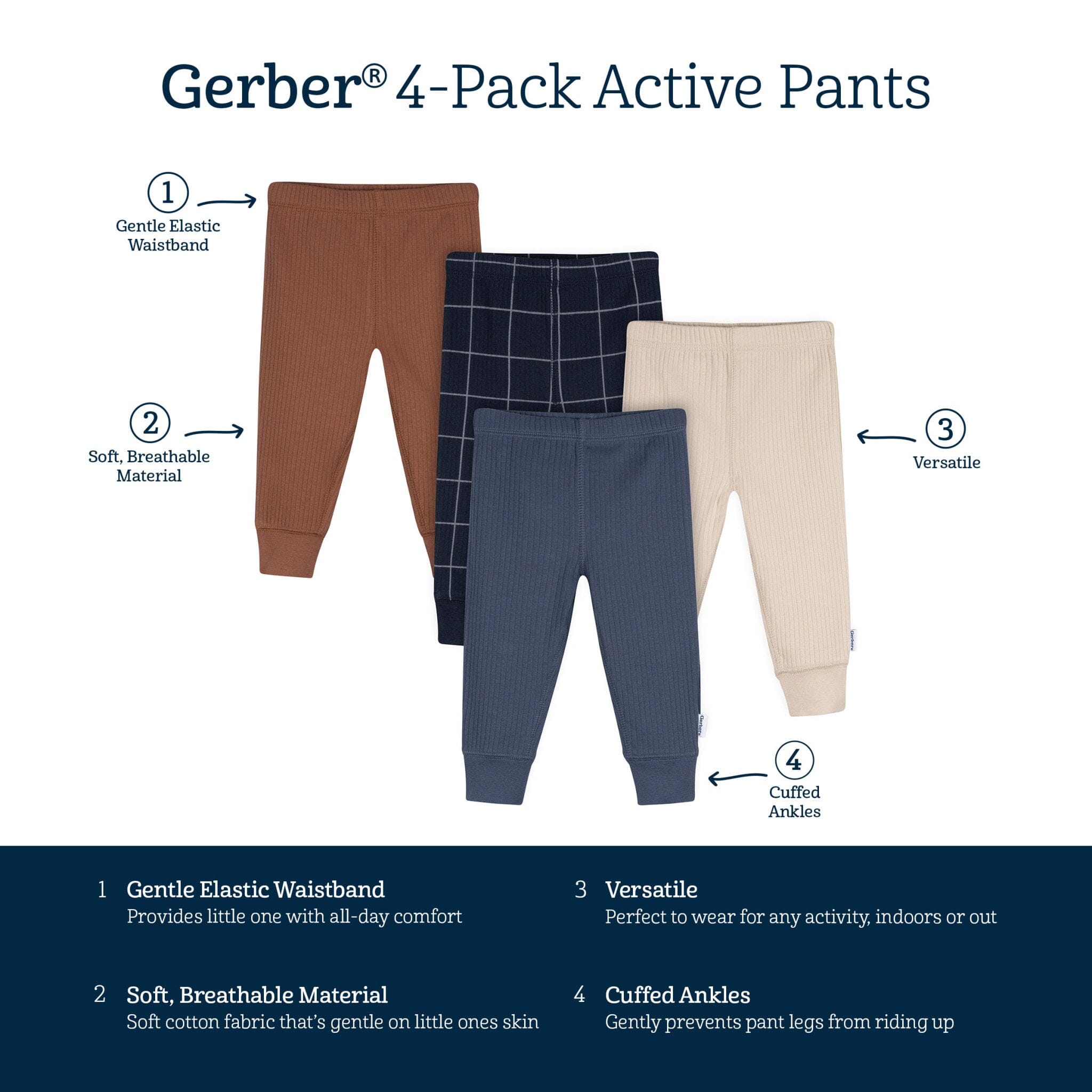 4-Pack Baby Boys Vintage Indigo Active Pants - Image 10
