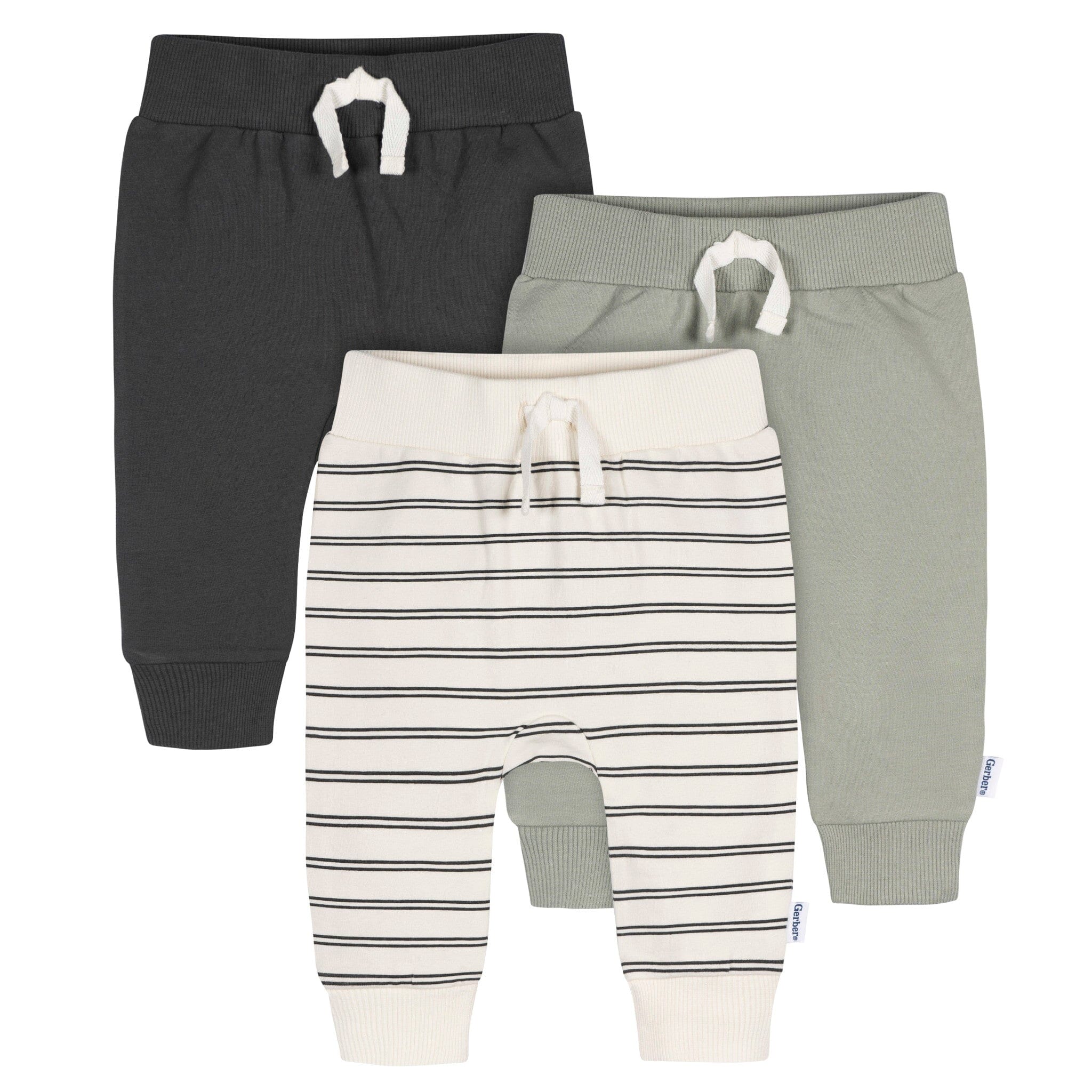 3-Pack Baby & Toddler Boys Stripe, Black, & Grey Jogger Pants