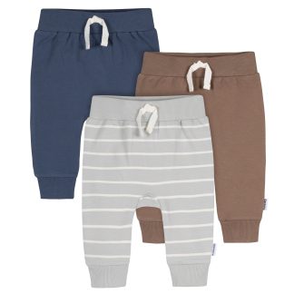 3-Pack Baby & Toddler Boys Stripe, Navy, & Brown Jogger Pants