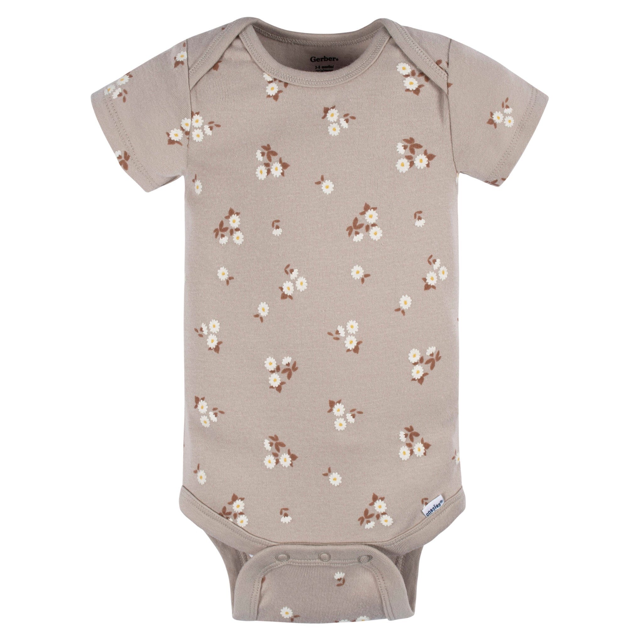 3-Pack Baby Girls Taupe Flower Fields Short Sleeve Onesies® Bodysuits - Image 2