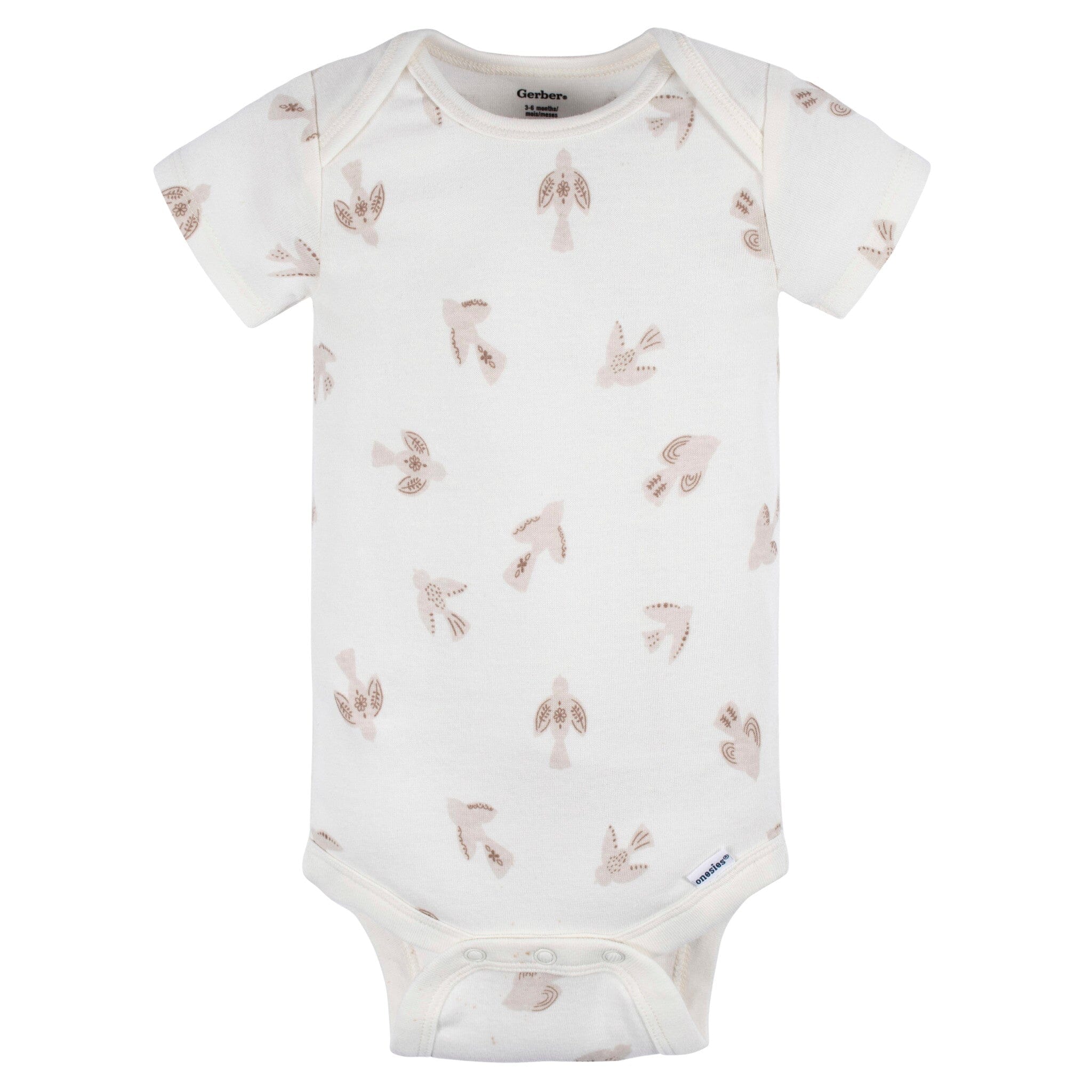 3-Pack Baby Girls Taupe Flower Fields Short Sleeve Onesies® Bodysuits - Image 4