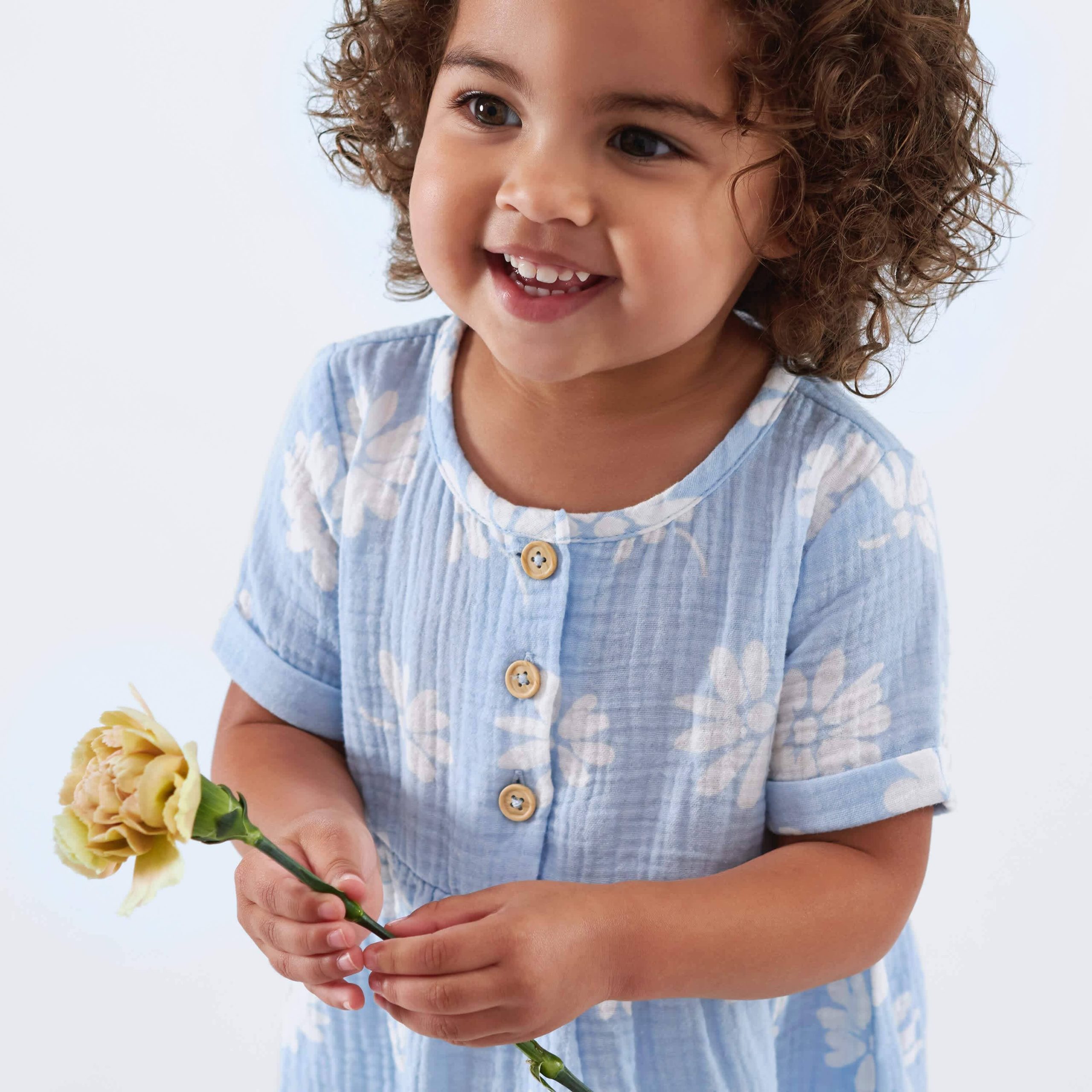 Infant & Toddler Girls Blue Floral Gauze Dress - Image 2