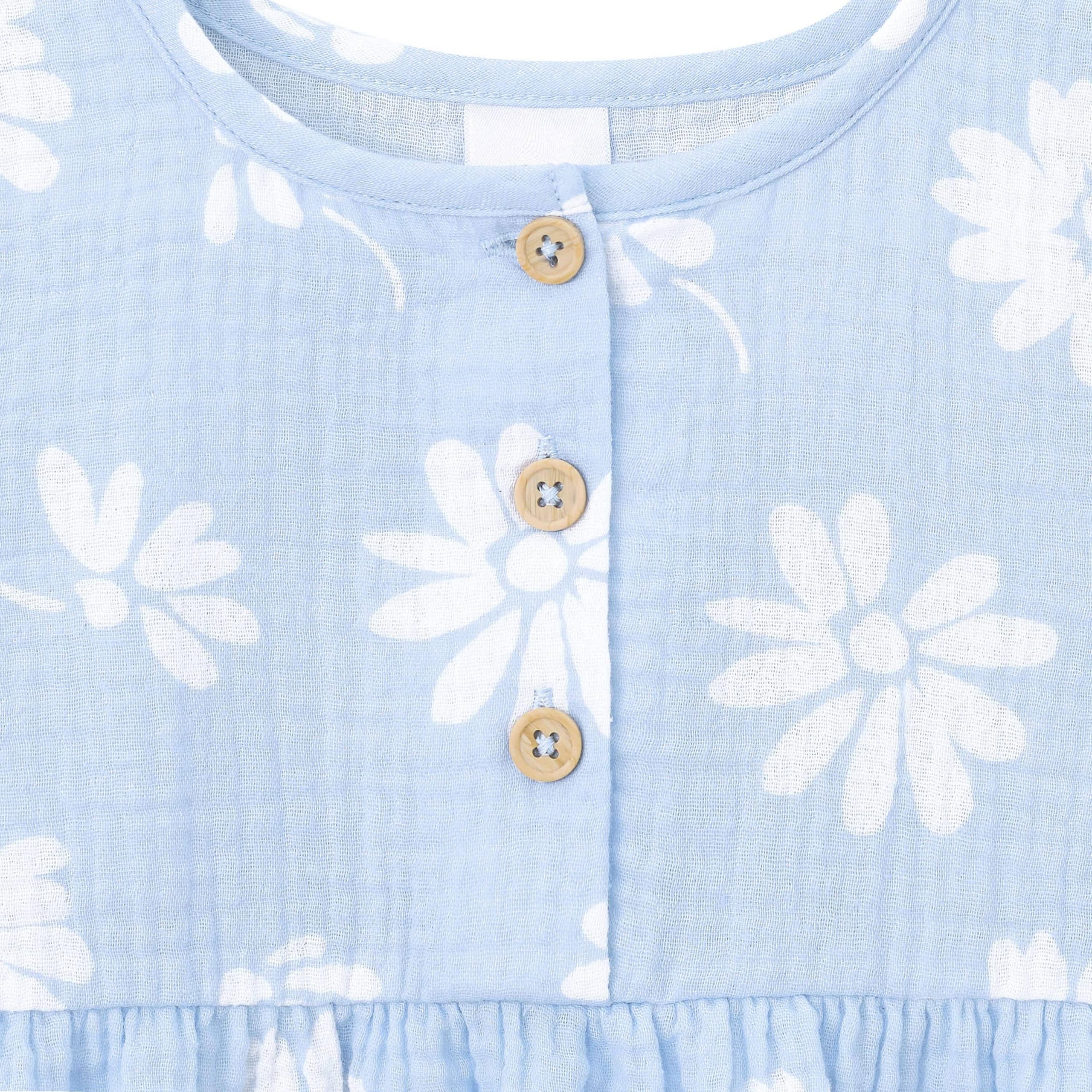 Infant & Toddler Girls Blue Floral Gauze Dress - Image 4